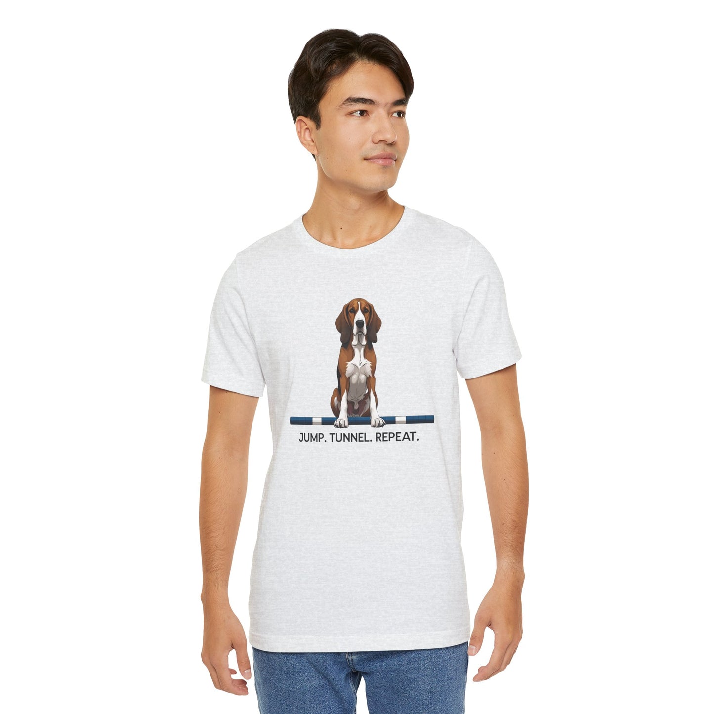 Dog Agility Tee, Fun Pet Lover Shirt, Jump Tunnel Repeat T-Shirt, Dog Enthusiast Apparel, Gift for Dog Owners