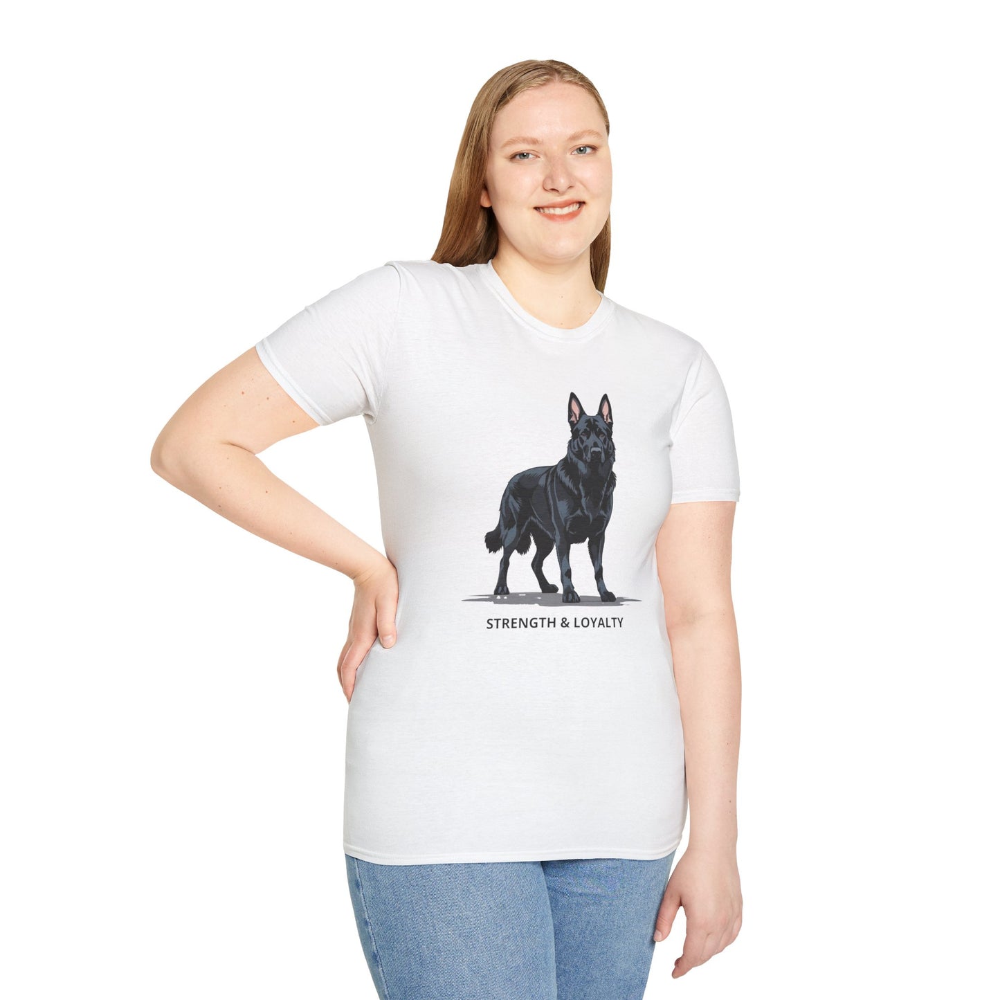 Strength & Loyalty German Shepherd Dog T-Shirt, Unisex Pet Lover Tee, Gifts for Dog Owners, Animal Lovers Apparel, Casual Everyday Wear, Black Dog Shirt
