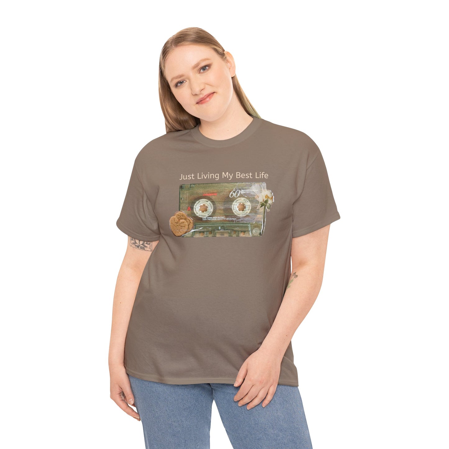 Just Living My Best Life Tee, Vintage Cassette T-Shirt, Casual Wear, Gift for Friends, Music Lover's Apparel
