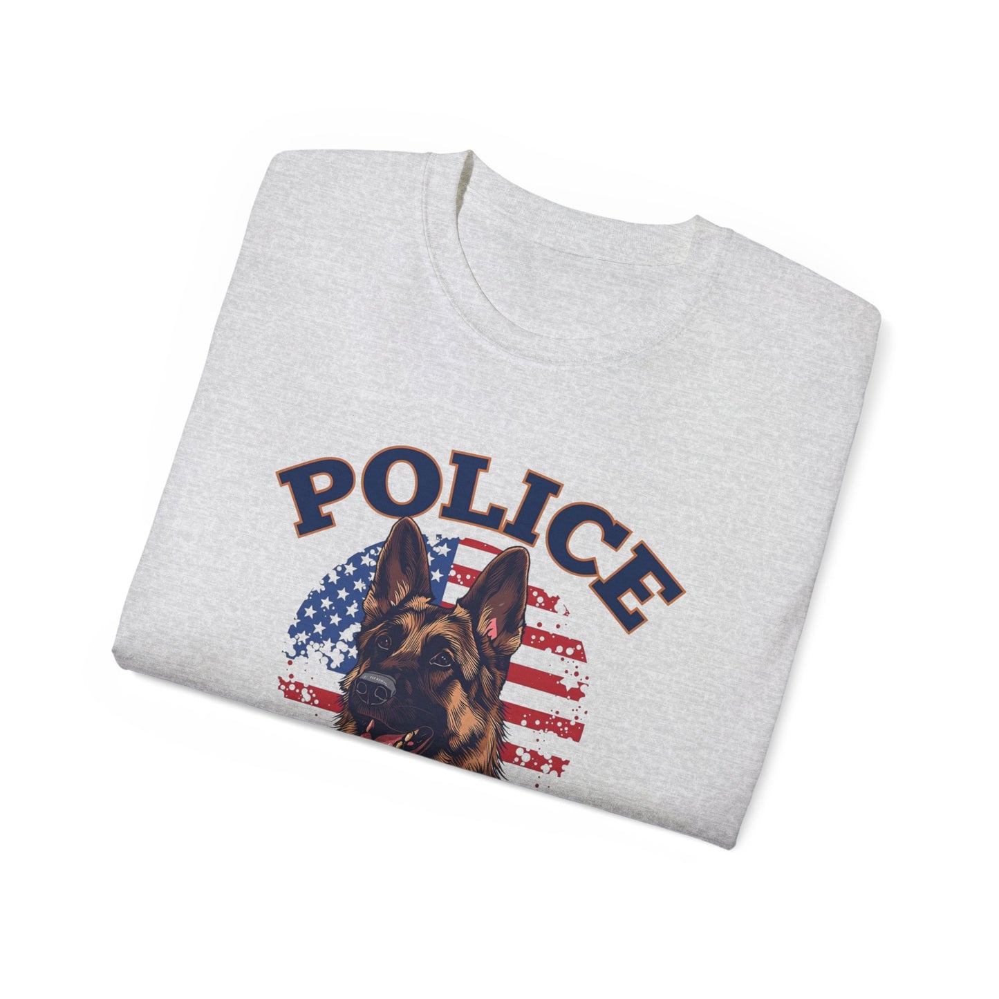 Patriotic Police K-9 Unit Tee for Dog Lovers, Unisex Cotton T-Shirt, Dog Handler Gift, Gifts for Law Enforcement