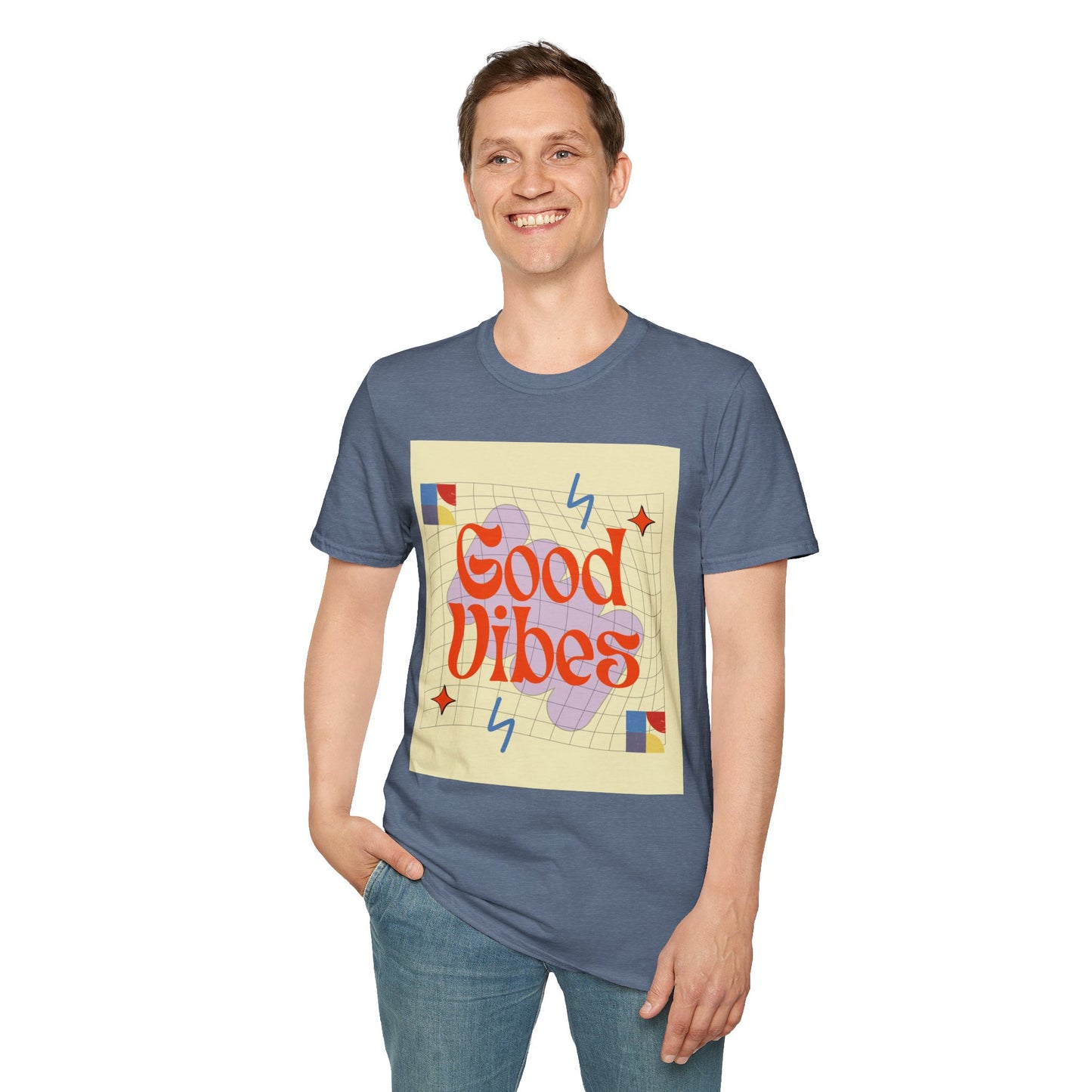 Good Vibes Unisex Softstyle T-Shirt, Relaxed Fit Tee, Casual Wear, Gift Idea, Positive Quotes, Everyday Comfort, Summer Fashion