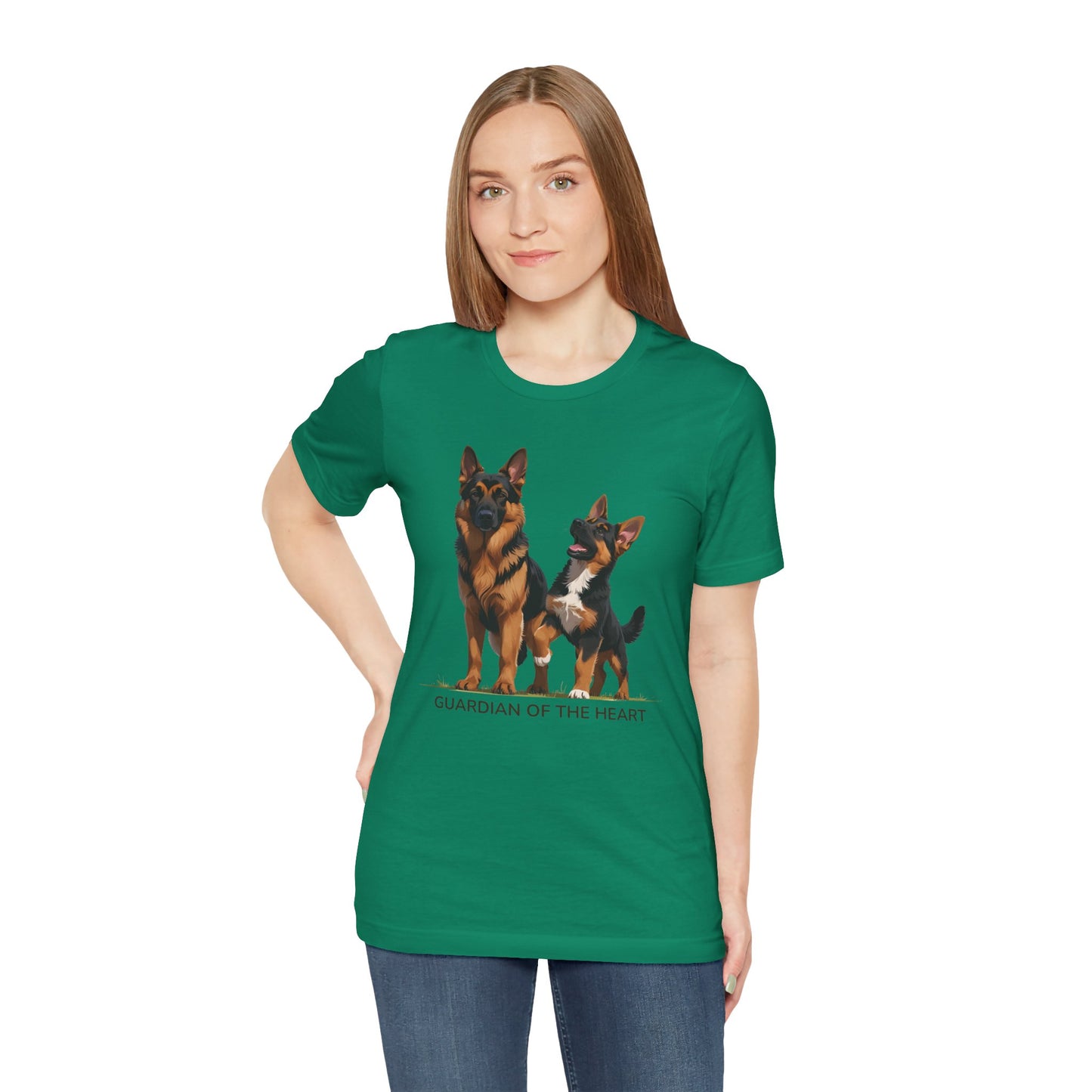 German Shepherd and Puppy Tee - Guardian of the Heart, Gifting for Pet Owners, Cute Graphic Shirt, Perfect for Birthdays, Dog-Themed Apparel