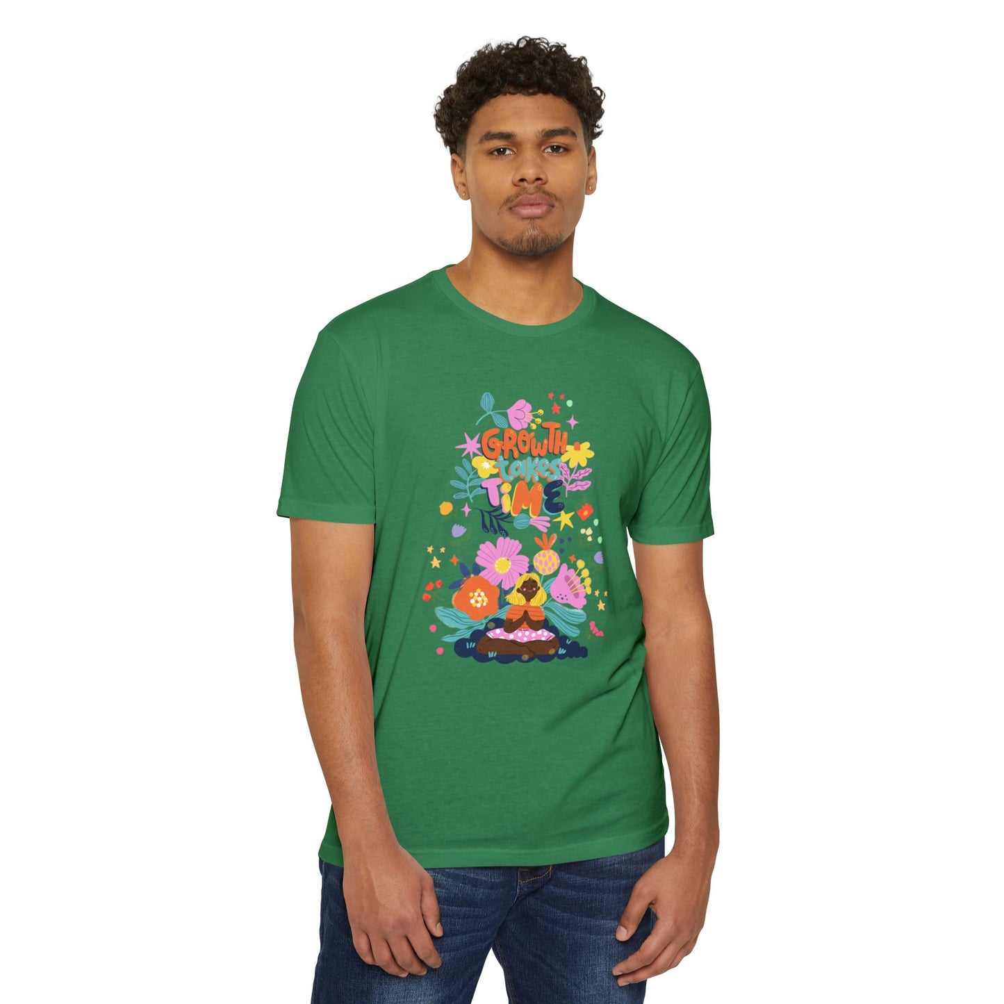 Growth Takes Time Floral Unisex T-Shirt, Spring Tee, Inspirational T-Shirt, Casual Wear, Unique Gift Idea