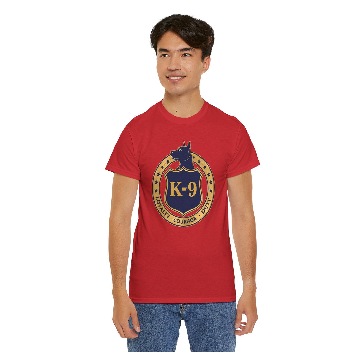 K-9 Police Unisex Heavy Cotton Tee - Loyalty Courage Duty | Dog Lover Gift, Law Enforcement Apparel, Dog Training Shirt
