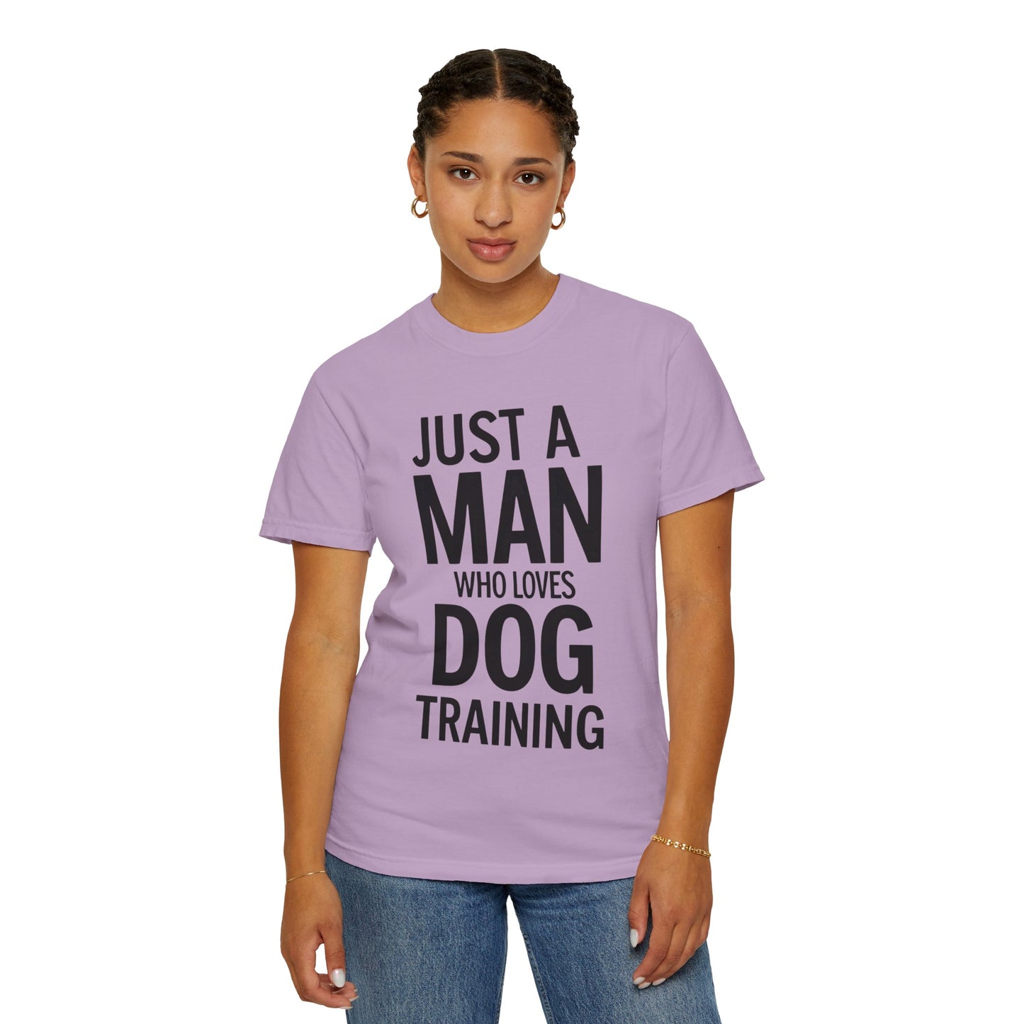 Dog Training Enthusiast T-Shirt - Just a Man Who Loves Dog Training, Pet Lover Gift, Casual Comfort Wear, Dog Owner Apparel, Gift for Dog Lovers