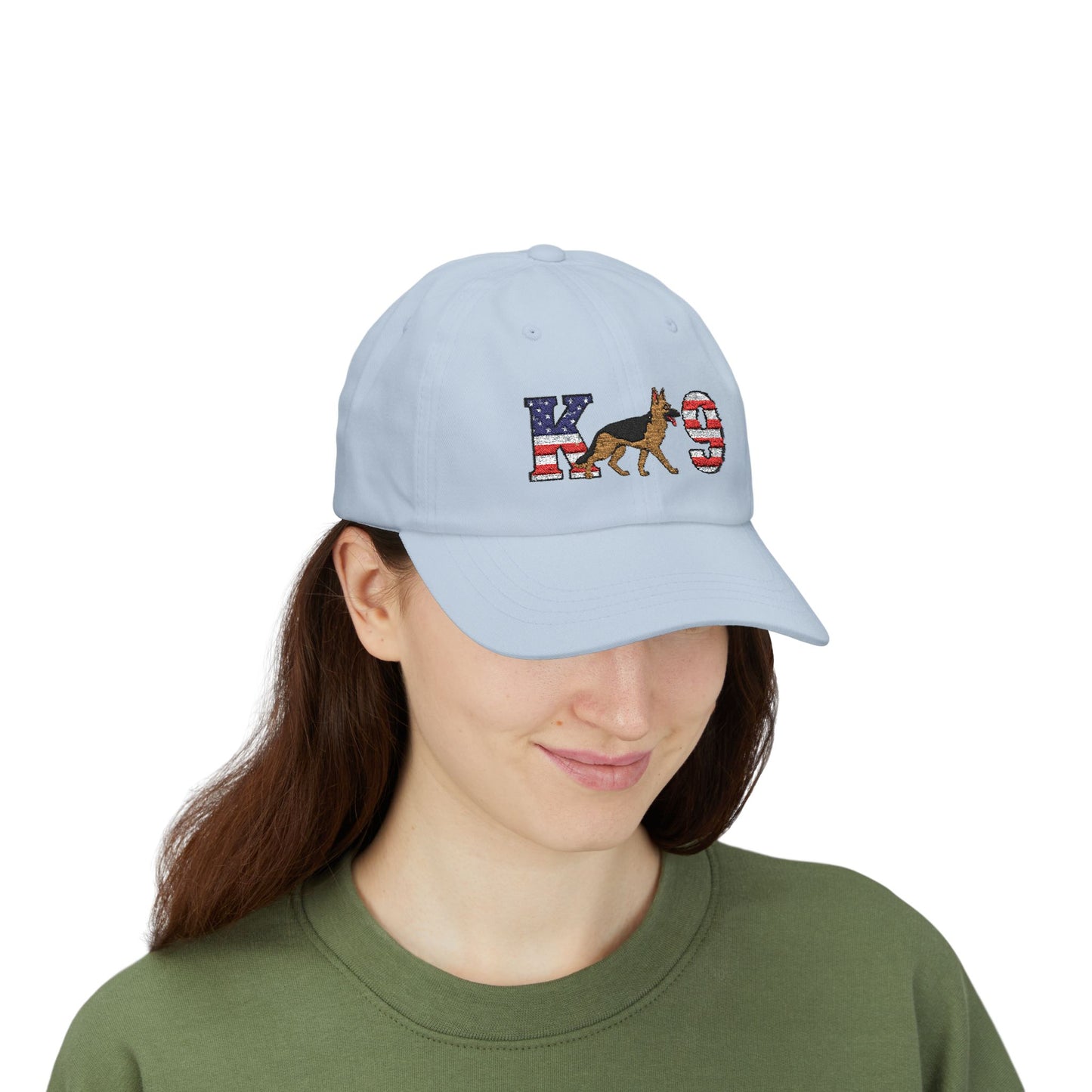 Patriotic K9 German Shepherd Dad Cap - USA Flag Design on K and 9 | Adjustable Baseball Hat | Gift for Dog Lovers