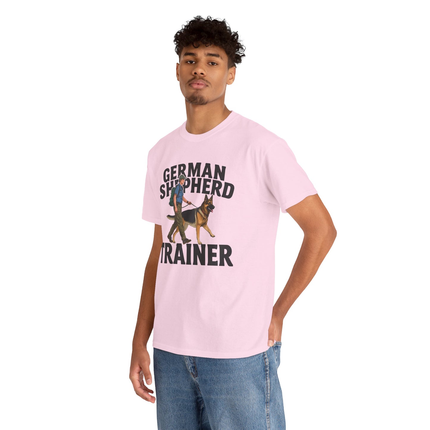 German Shepherd Trainer Tee - Man Holding a German Shepherd | Dog Lover Gift