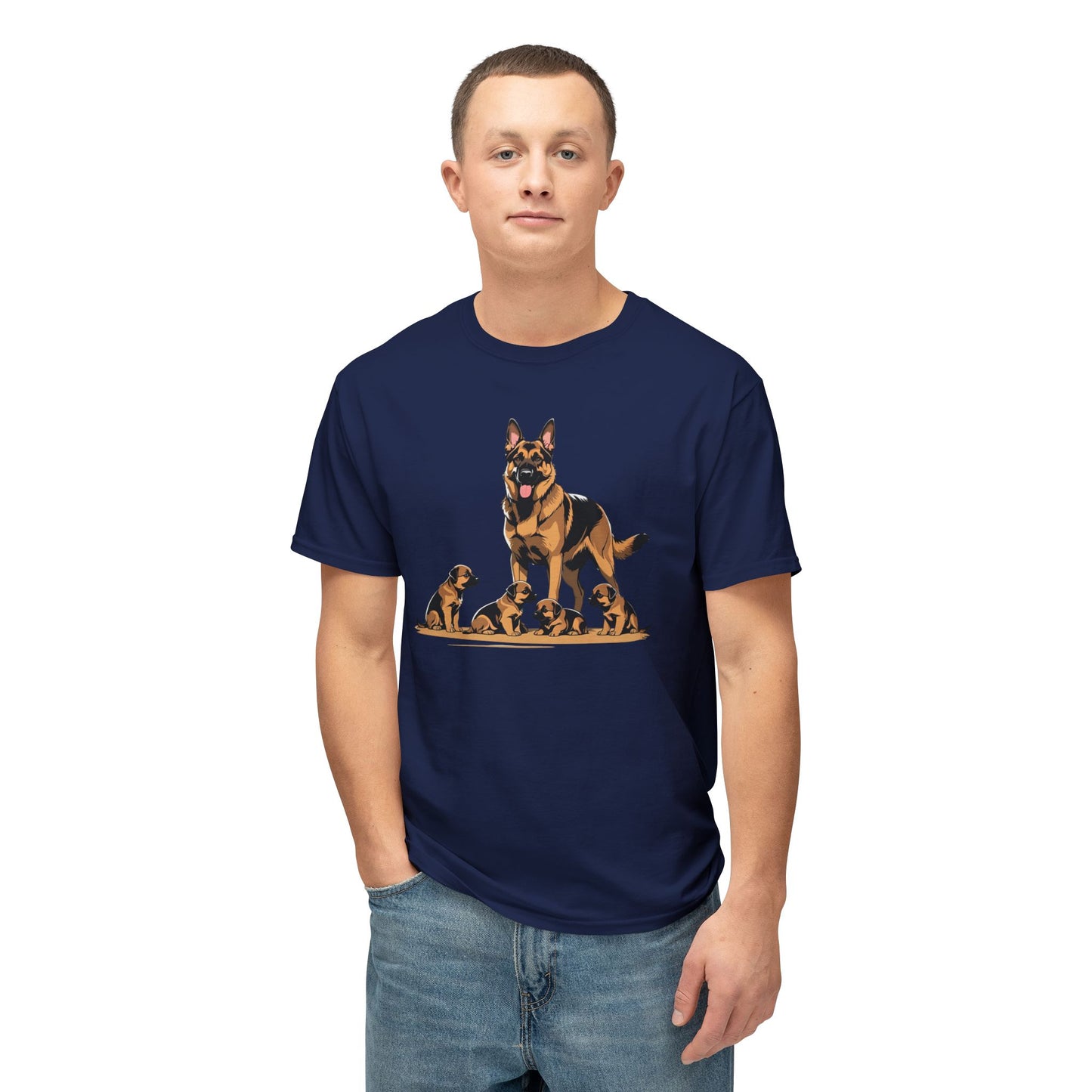 Adorable German Shepherd Family T-Shirt | Dog Lover Gift, Pet Owners Tee, Animal Lovers Apparel, Cute Canine Shirt, Father's Day Gift