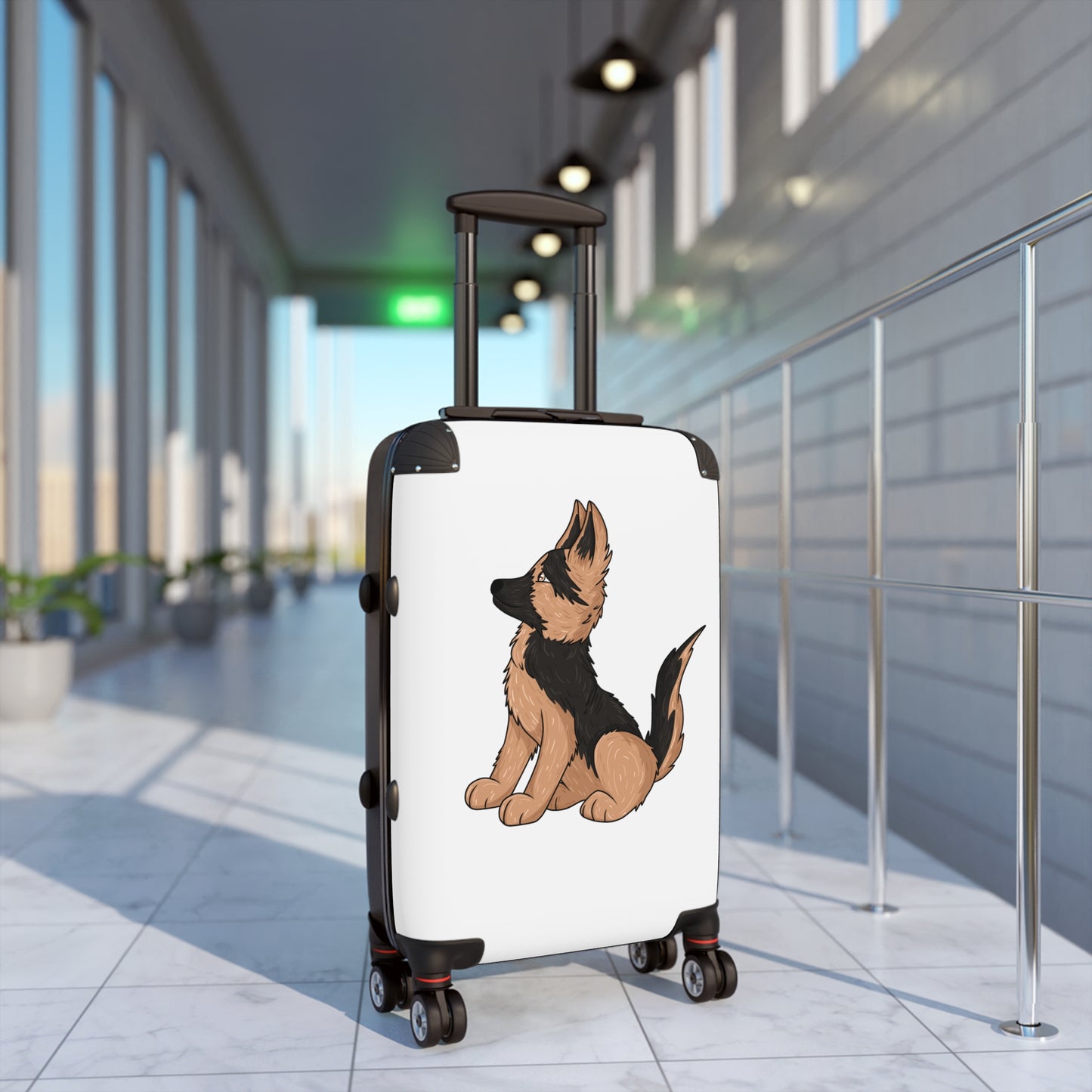 Personalized Dog Lover Suitcase - Featuring Cute German Shepherd Puppy Looking Upward