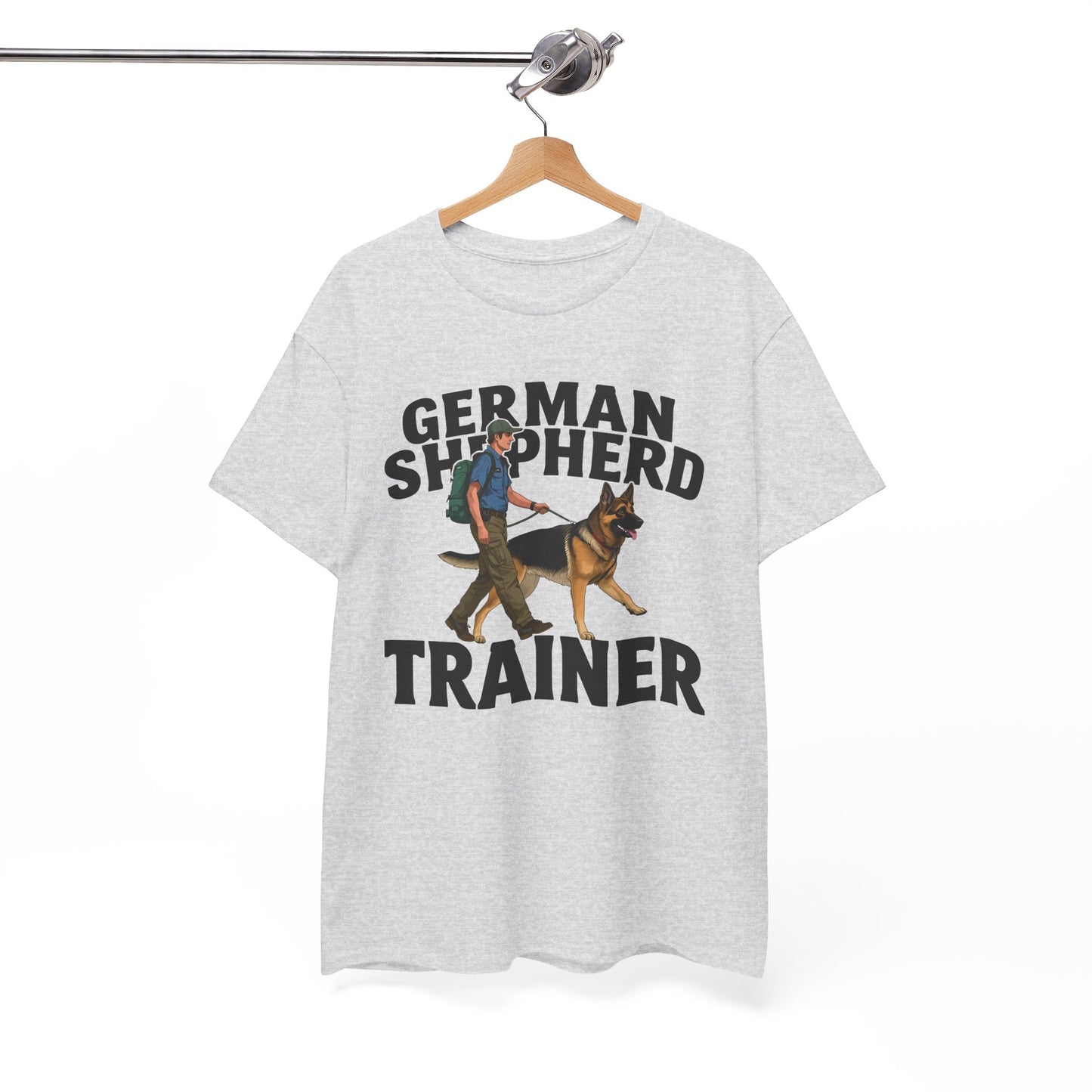 German Shepherd Trainer Tee - Man Holding a German Shepherd | Dog Lover Gift