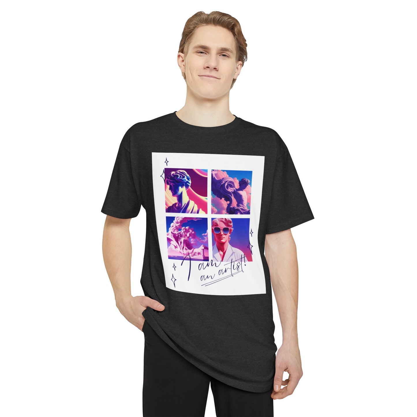 Urban Graphic Tee with Artistic Collage Design, Streetwear Fashion, Unisex Apparel, Casual Wear, Gift for Art Lovers