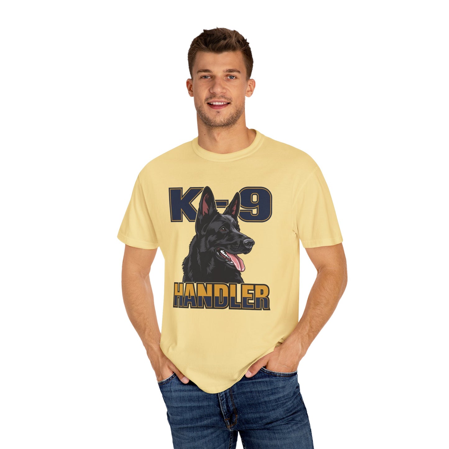 Black German Shepherd K-9 Handler T-Shirt, Garment-Dyed Unisex Tee for Dog Lovers