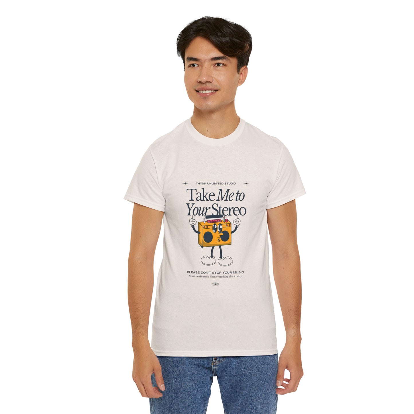 Retro Music Lover Tee - Take Me To Your Stereo, Vintage Style Shirt, Graphic T-Shirt, Unisex Cotton Top, Perfect Gift for Musicians, Summer Outfit