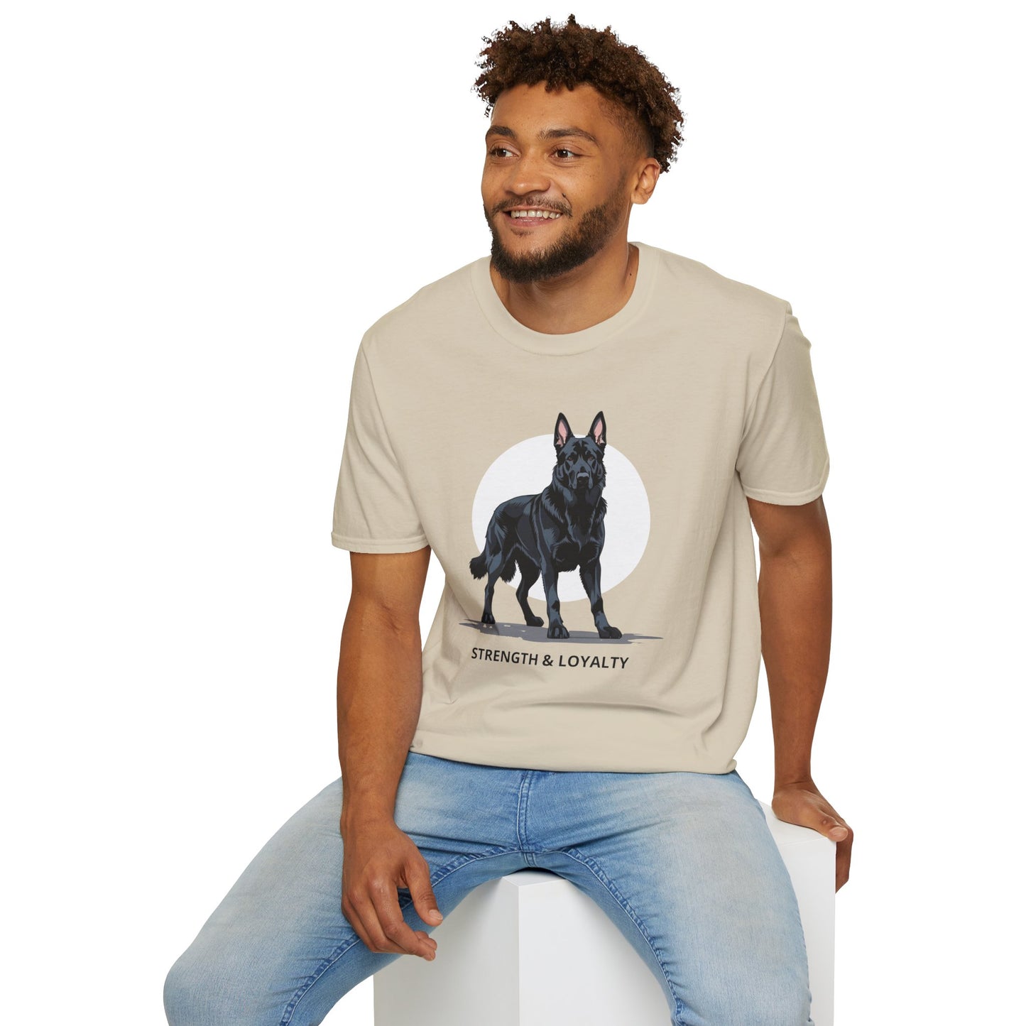 Strength & Loyalty German Shepherd Dog T-Shirt, Unisex Pet Lover Tee, Gifts for Dog Owners, Animal Lovers Apparel, Casual Everyday Wear, Black Dog Shirt