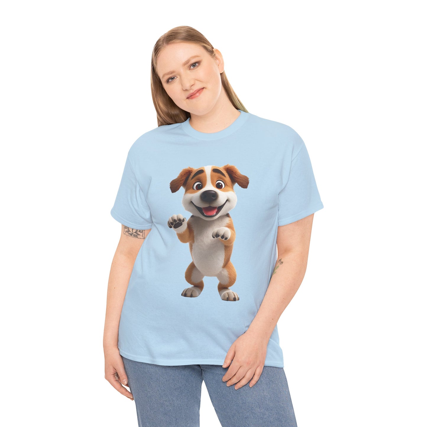 Cute Dog 3D Graphic Tee, Unisex Heavy Cotton T-Shirt, Dog Lover Gift, Fun Casual Wear