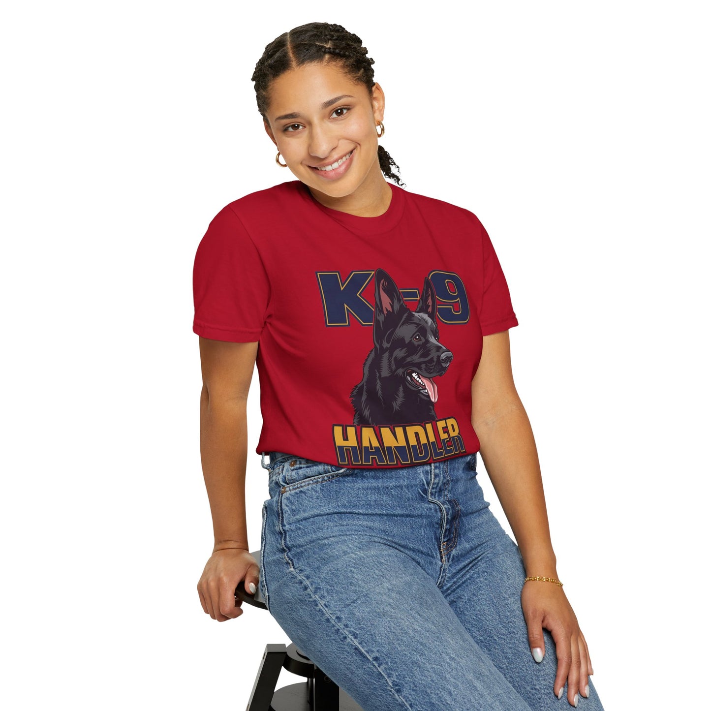 Black German Shepherd K-9 Handler T-Shirt, Garment-Dyed Unisex Tee for Dog Lovers