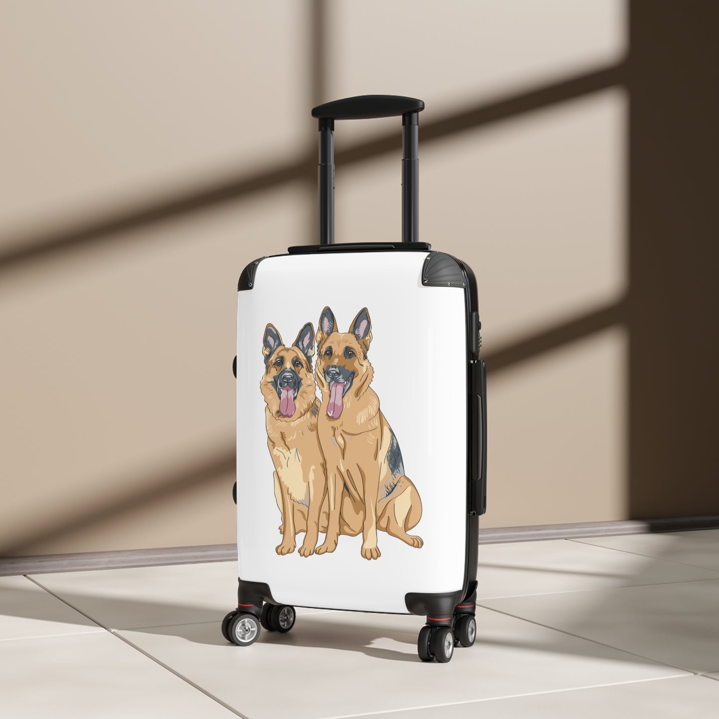 Dog Lover Suitcase Featuring Two German Shepherds Sloppily Sitting