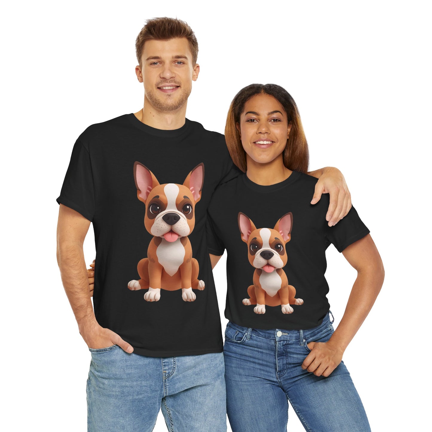 Cute 3D French Bulldog T-Shirt Unisex Heavy Cotton Tee, Dog Lover Gift