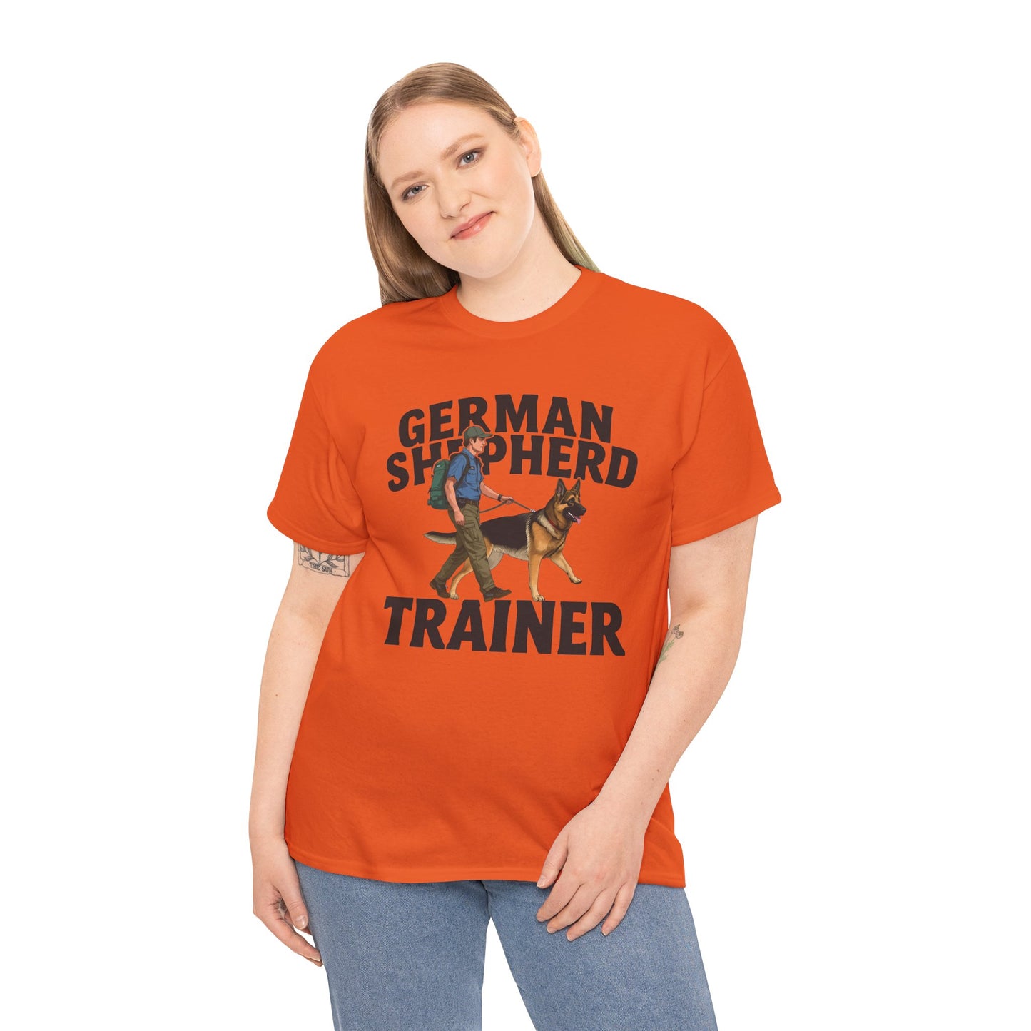 German Shepherd Trainer Tee - Man Holding a German Shepherd | Dog Lover Gift