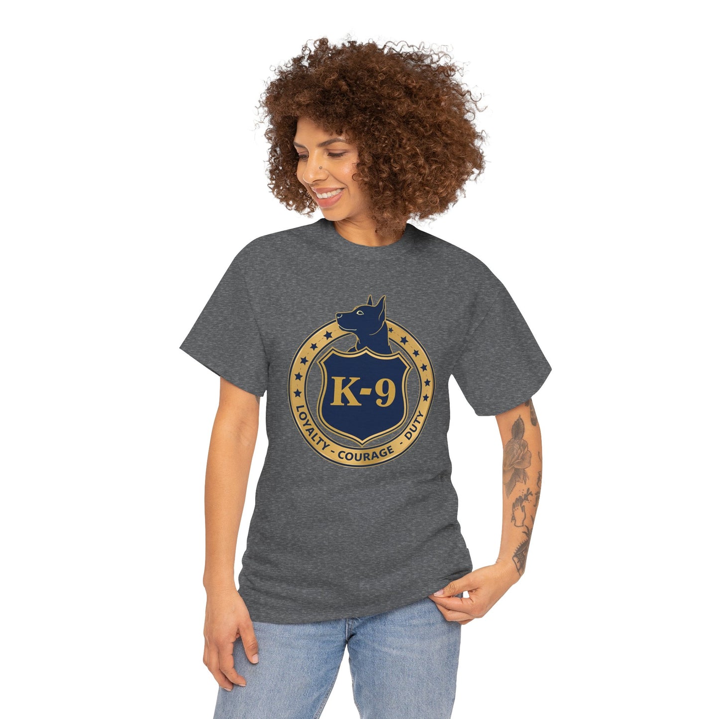K-9 Police Unisex Heavy Cotton Tee - Loyalty Courage Duty | Dog Lover Gift, Law Enforcement Apparel, Dog Training Shirt