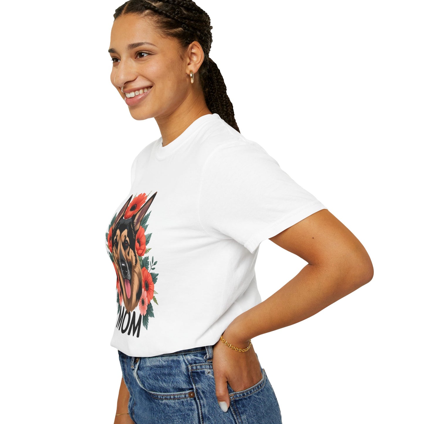 Floral German Shepherd Dog Mom T-Shirt, Perfect Gift for Dog Lovers, Mother’s Day, Birthday, Casual Wear, Comfortable Everyday Tee