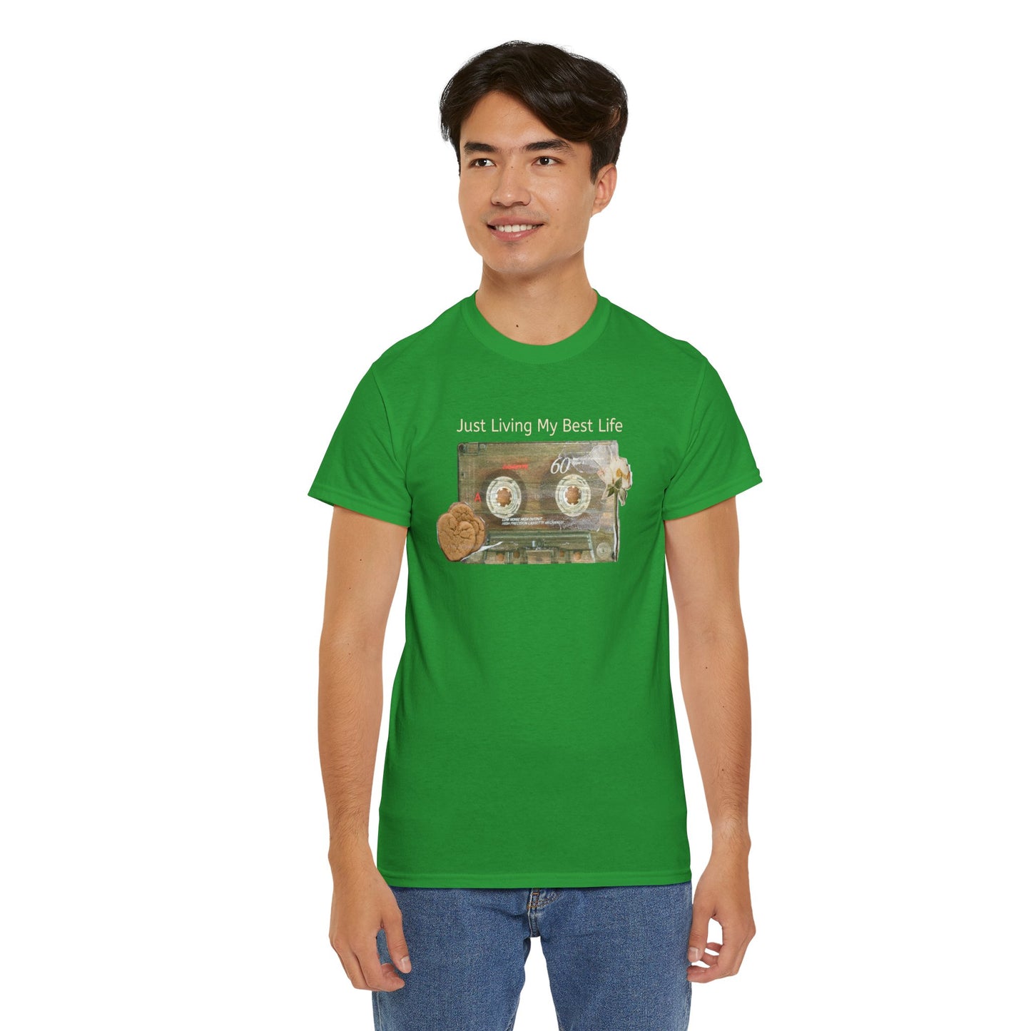Just Living My Best Life Tee, Vintage Cassette T-Shirt, Casual Wear, Gift for Friends, Music Lover's Apparel