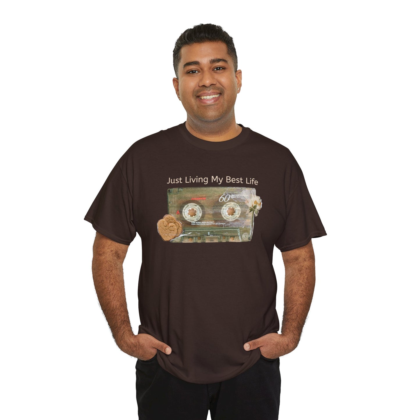 Just Living My Best Life Tee, Vintage Cassette T-Shirt, Casual Wear, Gift for Friends, Music Lover's Apparel