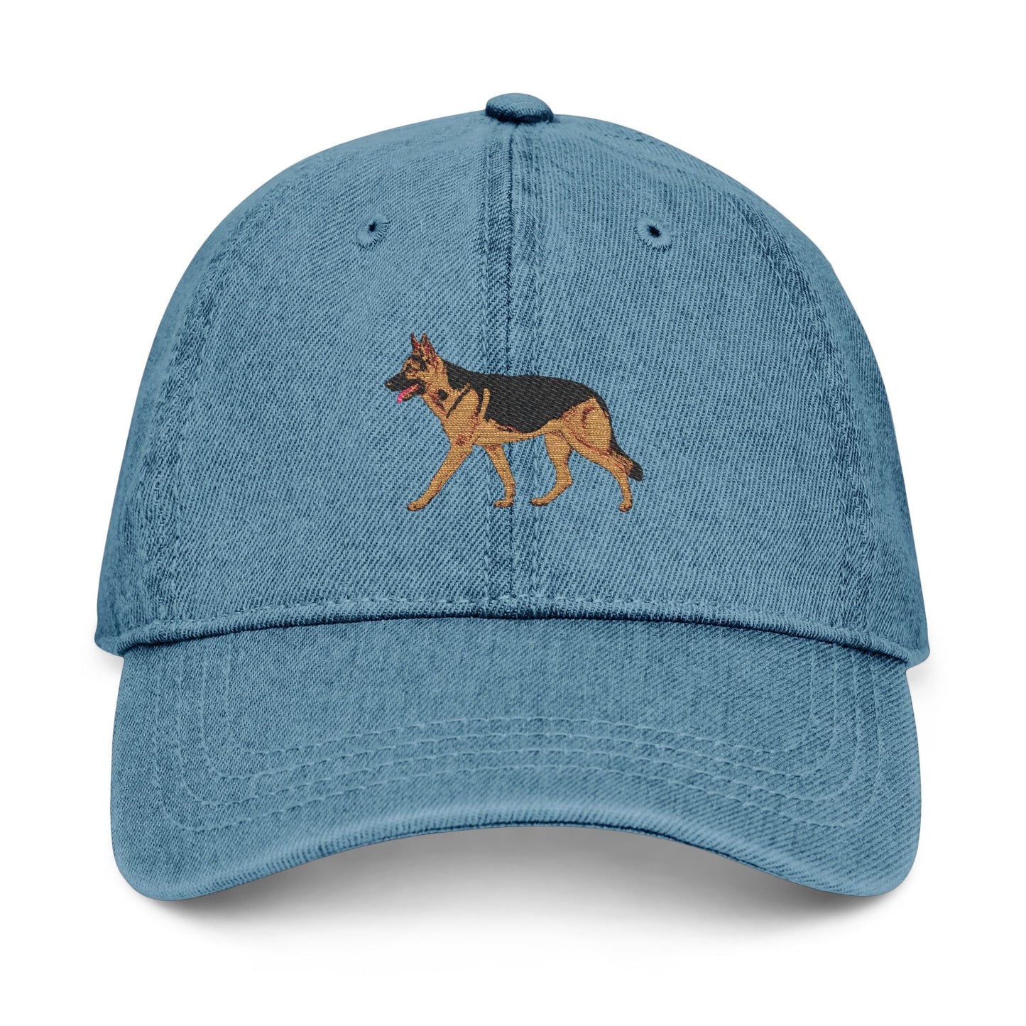Embroidered Denim Hat with German Shepherd Design, Adjustable Dog Lover Cap, Outdoor Hat for Pet Owners