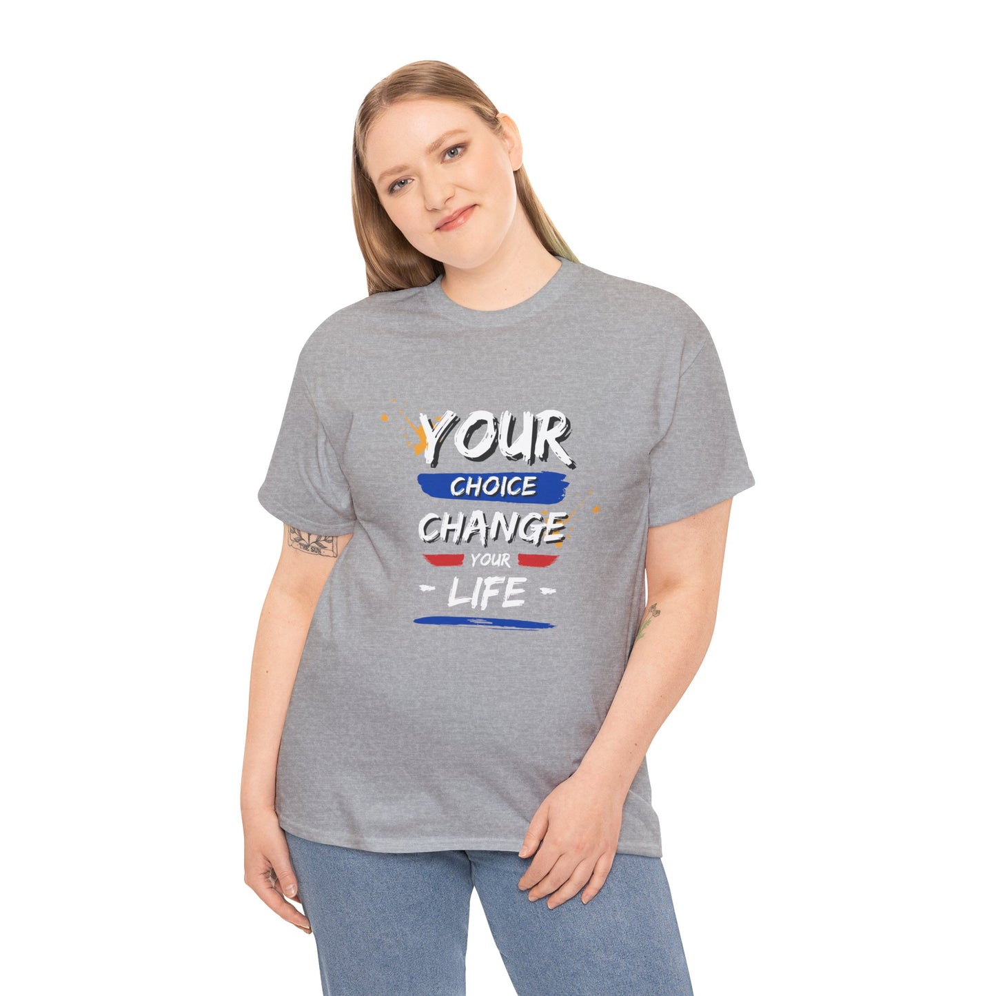 Inspirational Quote Unisex Heavy Cotton Tee - "Your Choice Change For Life", Motivational Shirt, Casual Wear, Gift Idea, Everyday Comfort