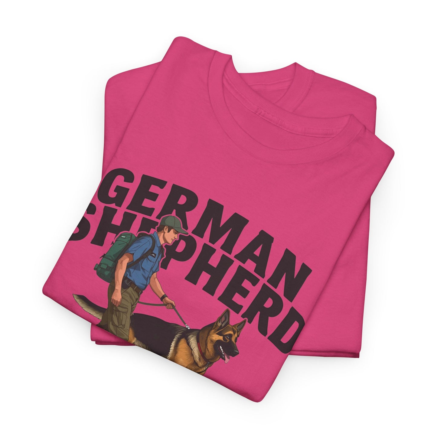 German Shepherd Trainer Tee - Man Holding a German Shepherd | Dog Lover Gift