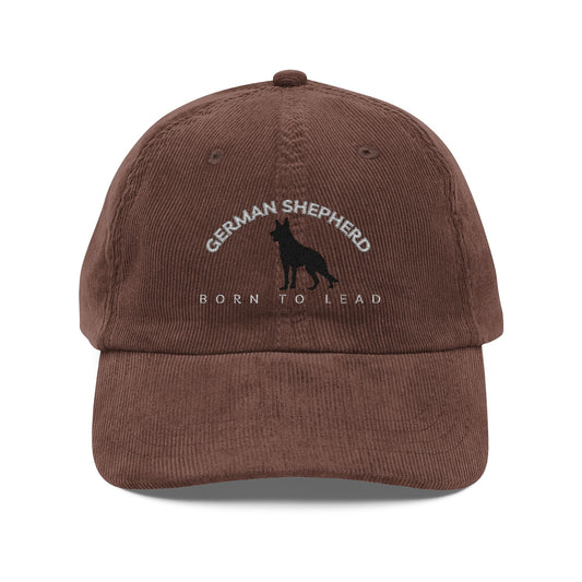Vintage Corduroy Cap - Born to Lead German Shepherd Embroidery