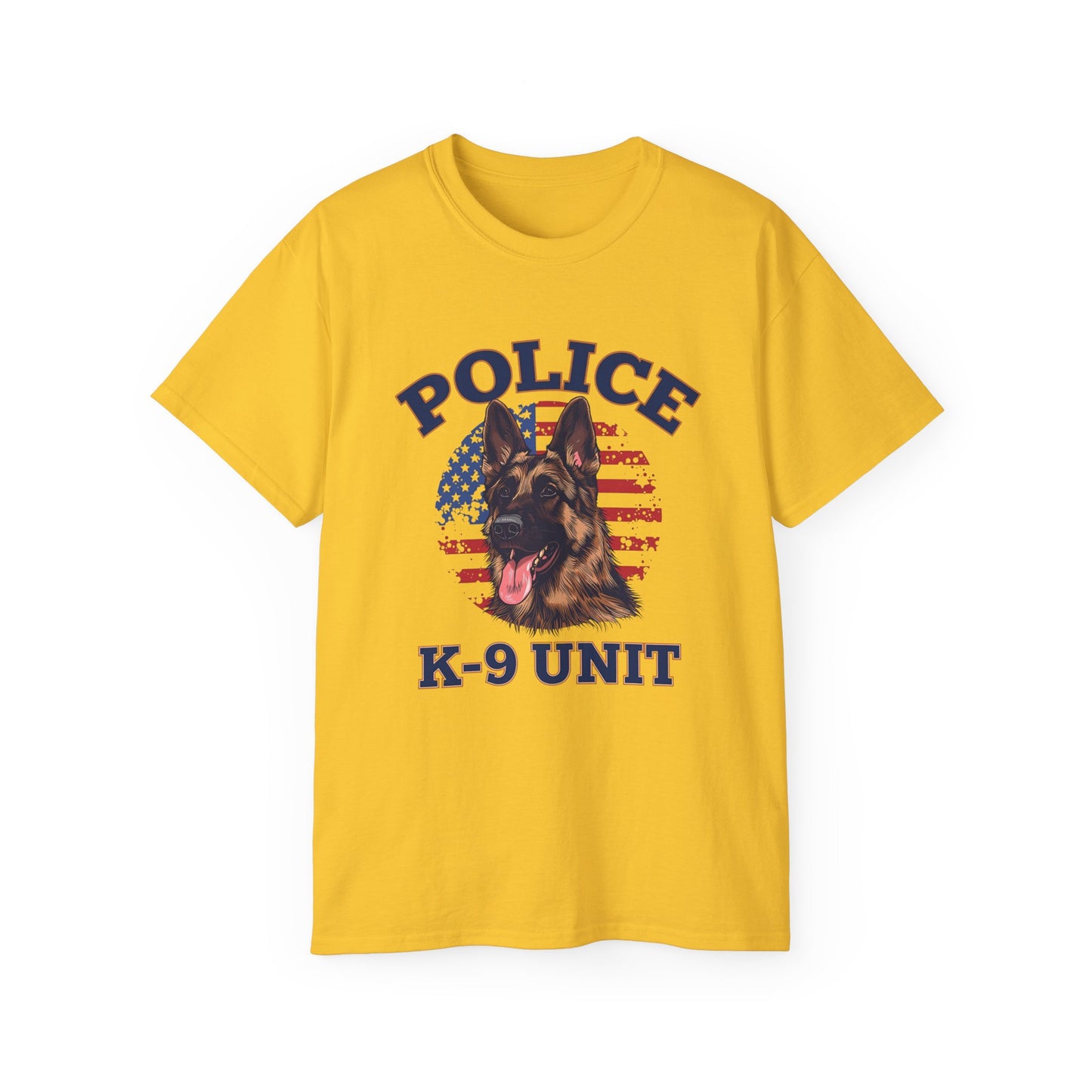 Patriotic Police K-9 Unit Tee for Dog Lovers, Unisex Cotton T-Shirt, Dog Handler Gift, Gifts for Law Enforcement