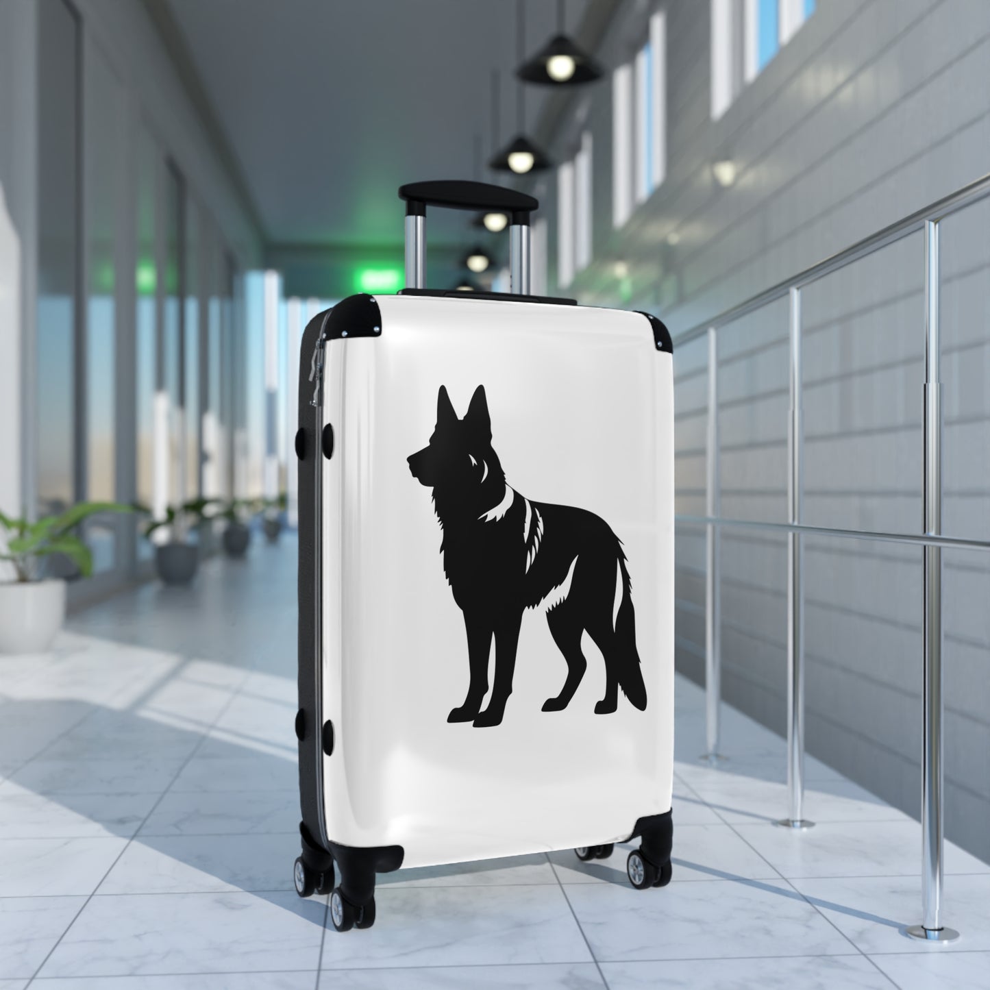 Dog Lover's Suitcase Featuring a Graphic of Black German Shepherd