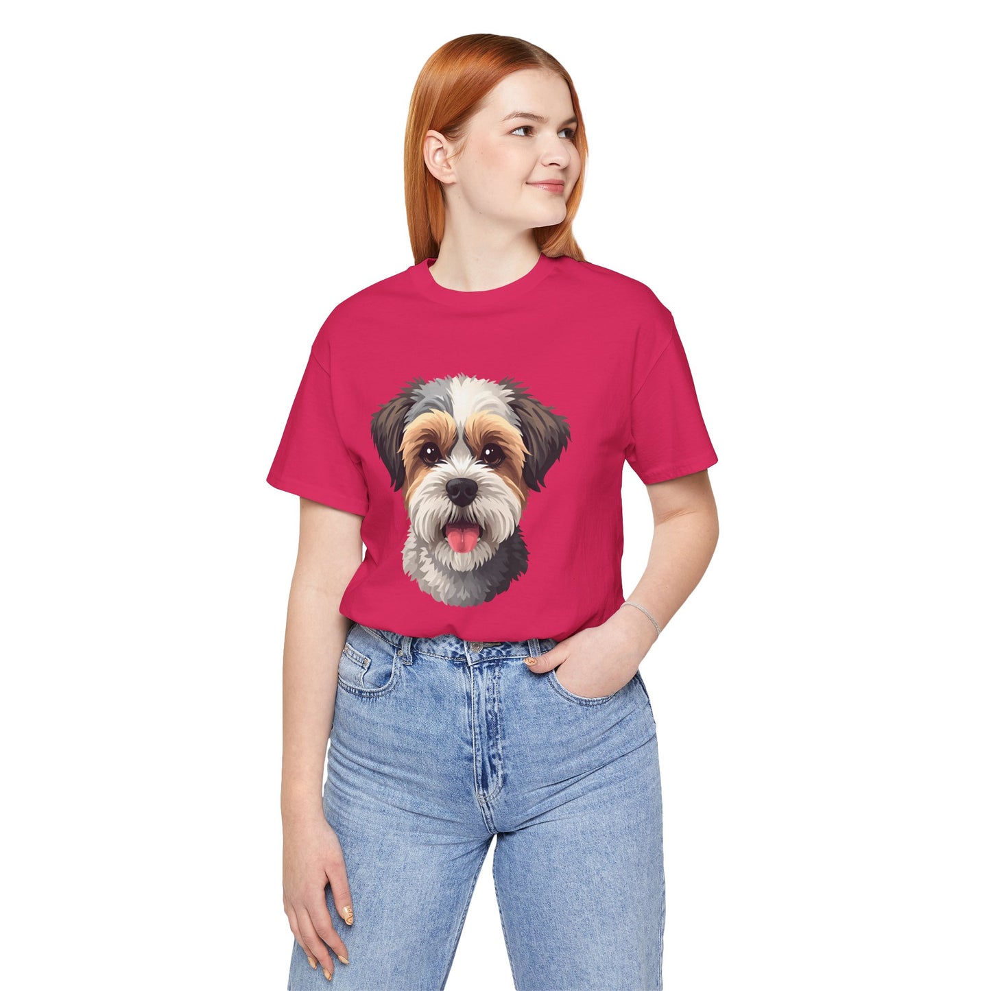 Unisex Dog Lover T-Shirt Featuring a 3D Design of Cute Fluffy Bichon Frise Mix | Gift for Dog Owners