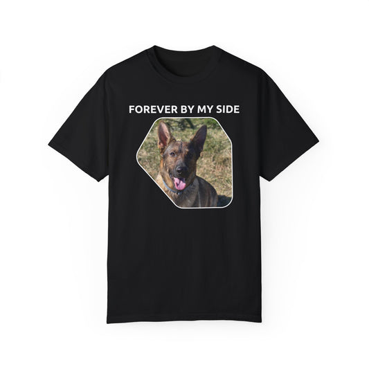 Unisex Dog Lover T-Shirt With Sable German Shepherd and Caption Forever By My Side
