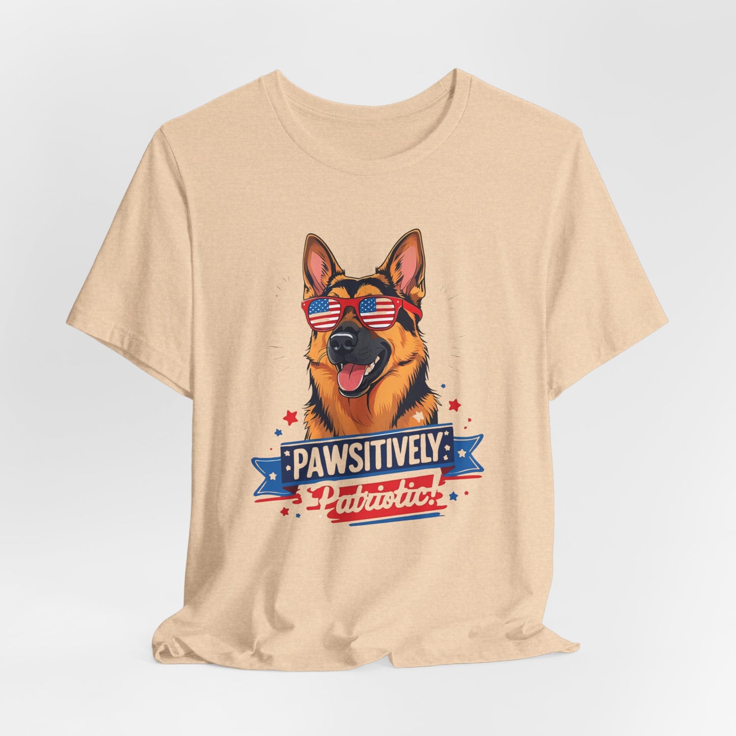 Pawsitively Patriotic German Shepherd Dog Tee, Unisex T-Shirt, Perfect for Summer Celebrations, Pet Lovers Gift, 4th of July Apparel