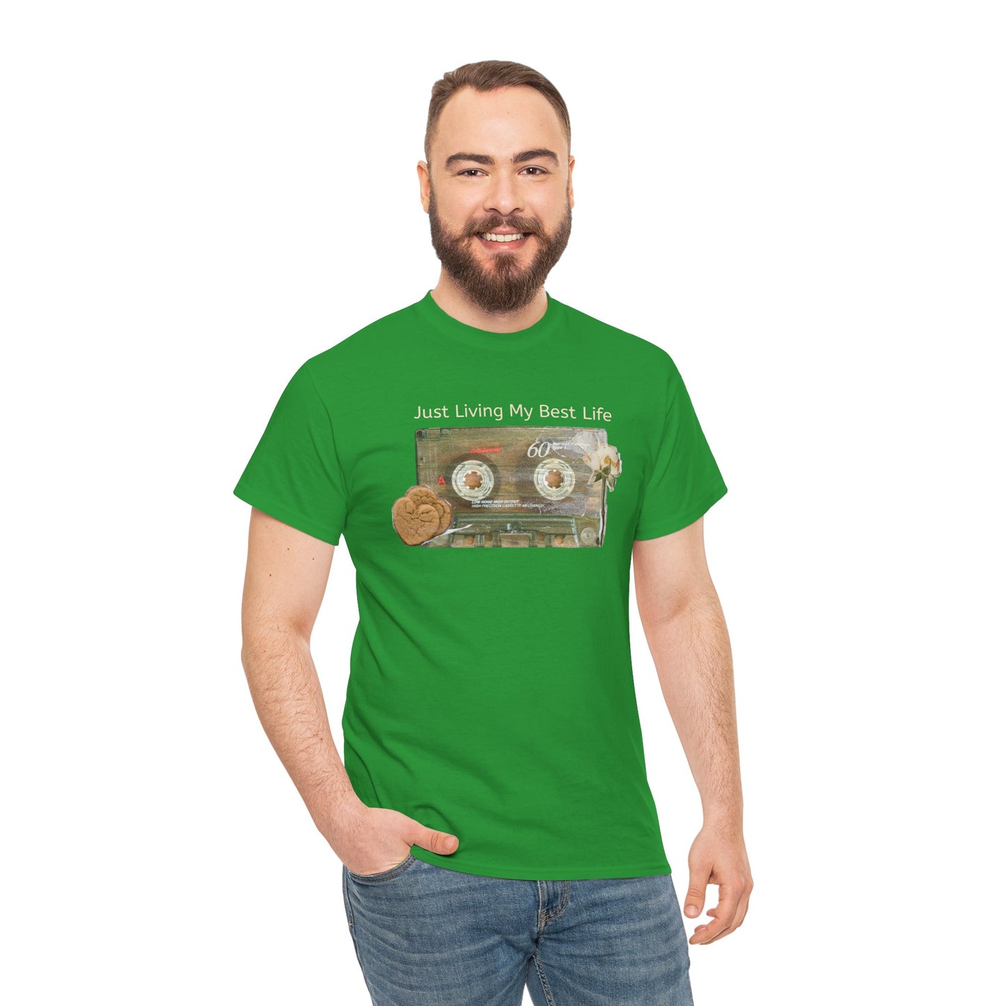 Just Living My Best Life Tee, Vintage Cassette T-Shirt, Casual Wear, Gift for Friends, Music Lover's Apparel