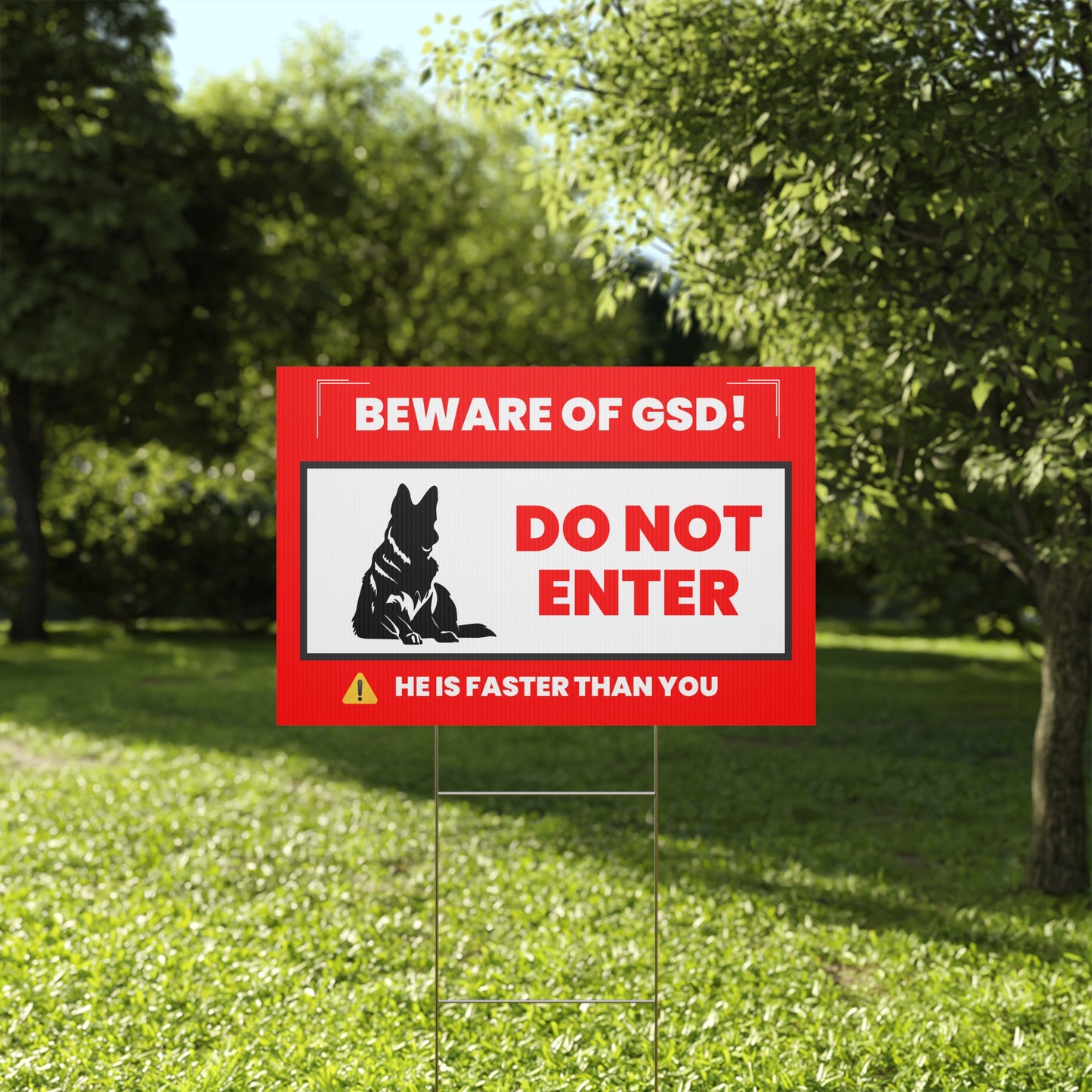Beware of GSD Plastic Yard Sign - Do Not Enter - Home Security