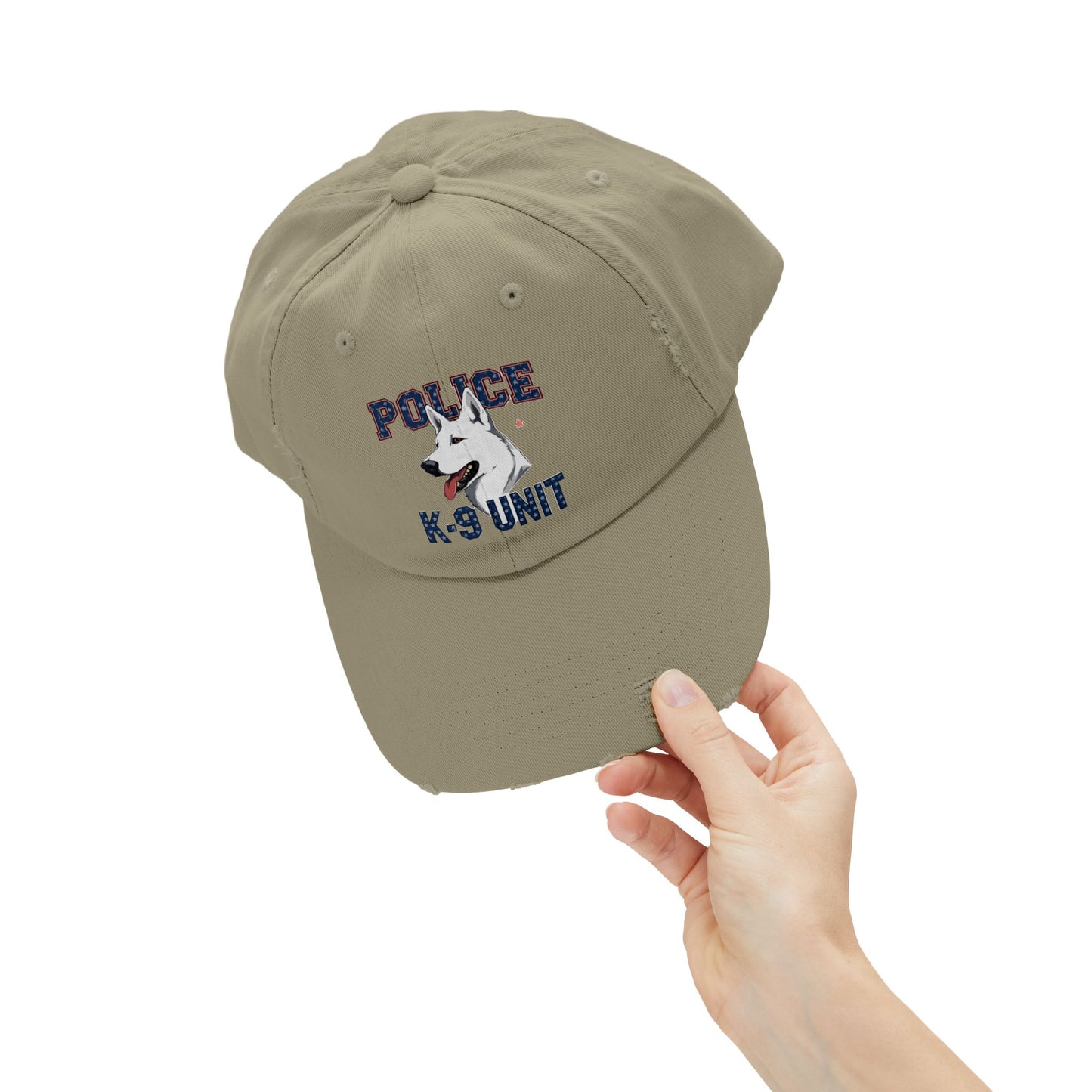 Unisex Distressed Cap with Police K9 Design Featuring German Shepherd, Trendy Dog Lover Hat, Perfect Gift for Police Supporters