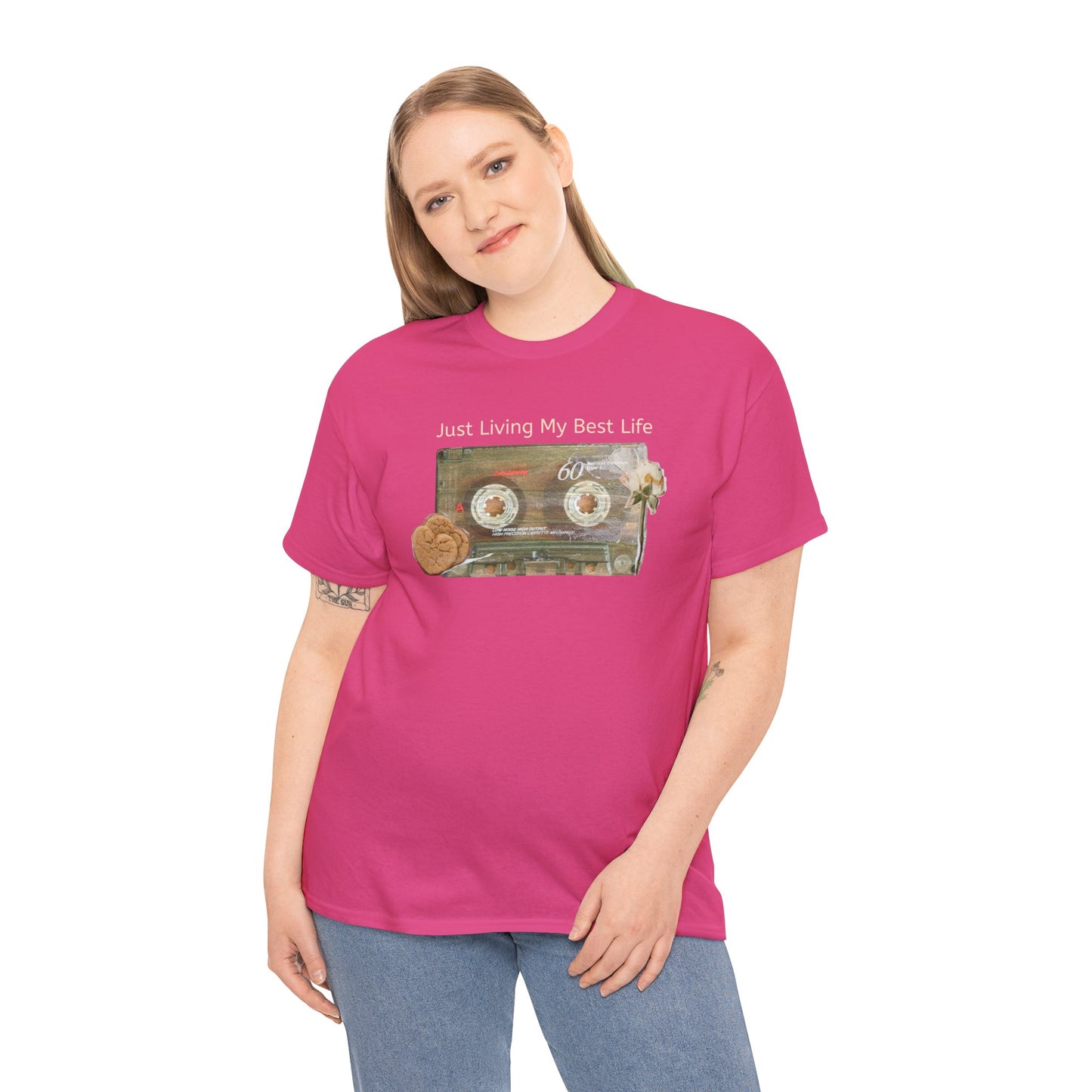 Just Living My Best Life Tee, Vintage Cassette T-Shirt, Casual Wear, Gift for Friends, Music Lover's Apparel