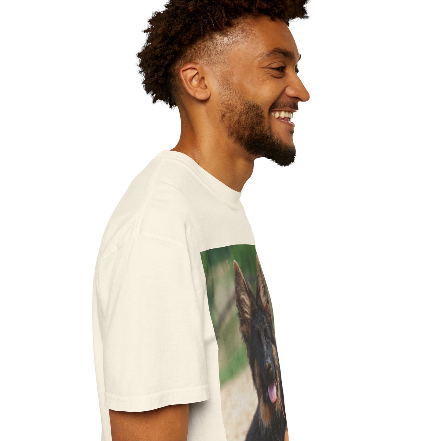 Unisex Dog Lover T-Shirt Featuring Photo of Stunning German Shepherd Puppy Resting on the Sand