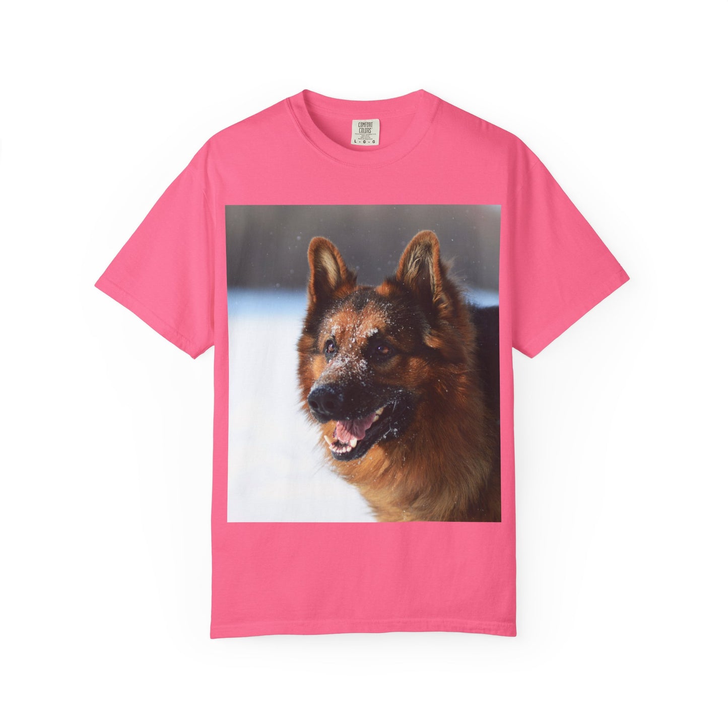 Unisex Dog Photograph T-Shirt - Giant German Shepherd In the Snow