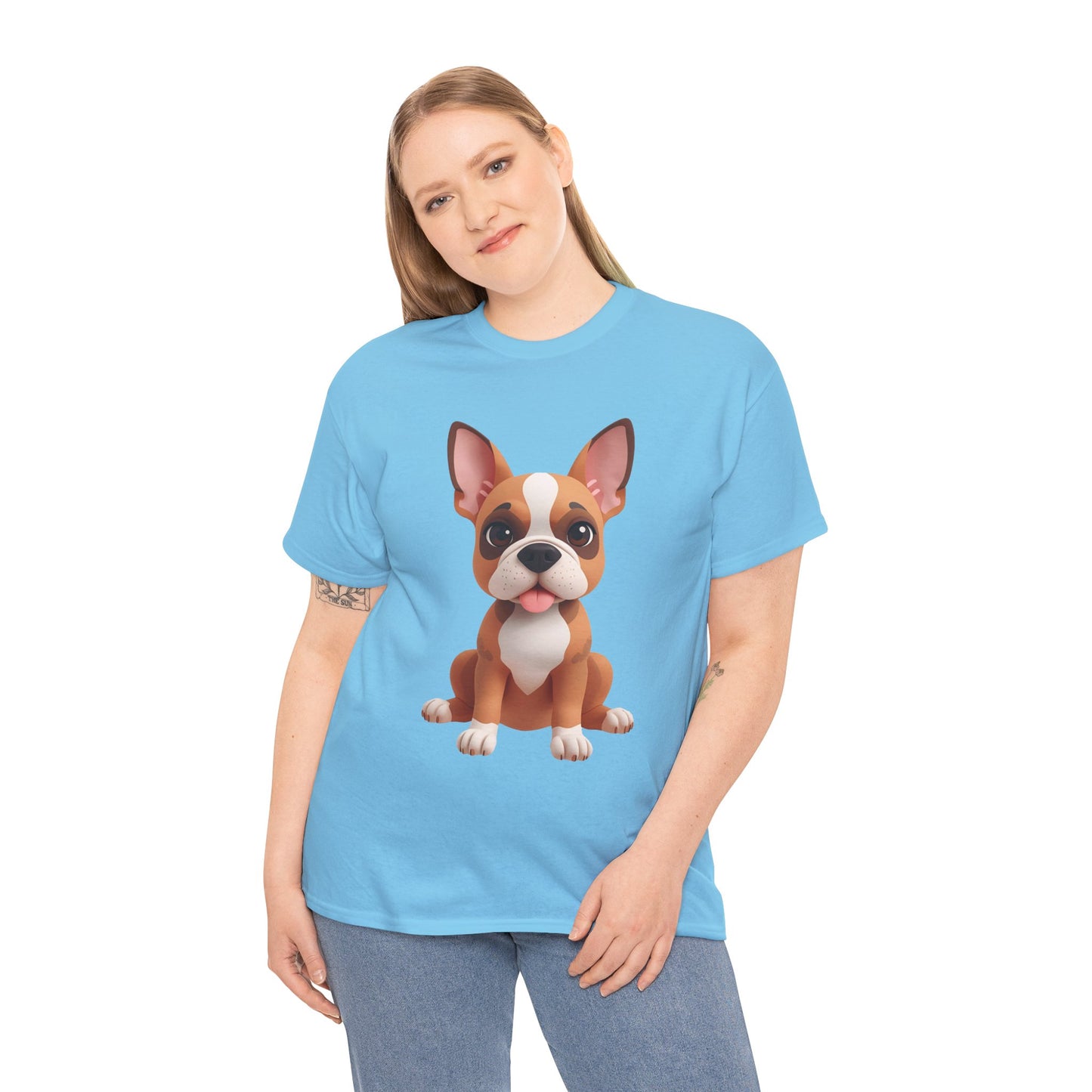 Cute 3D French Bulldog T-Shirt Unisex Heavy Cotton Tee, Dog Lover Gift
