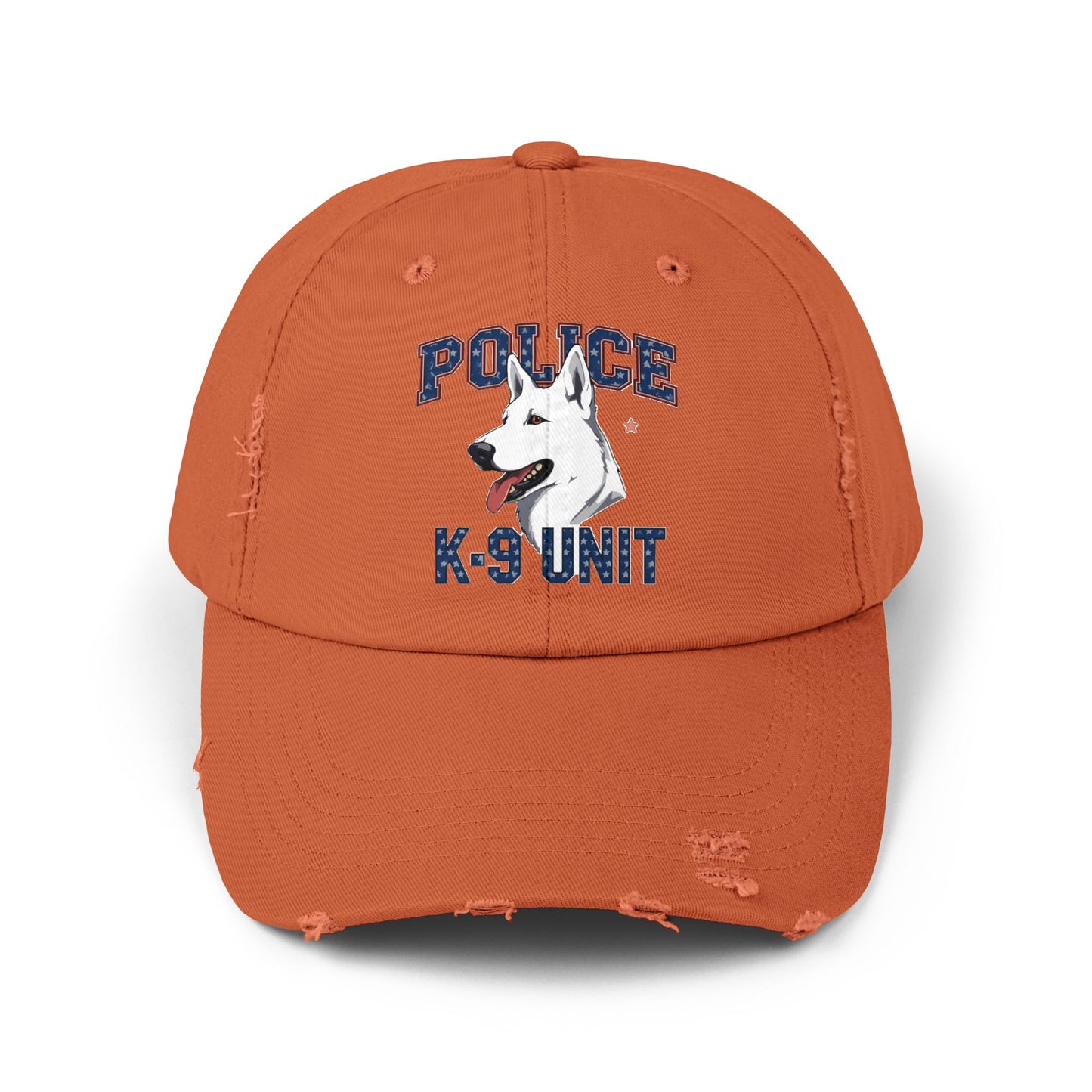 Unisex Distressed Cap with Police K9 Design Featuring German Shepherd, Trendy Dog Lover Hat, Perfect Gift for Police Supporters