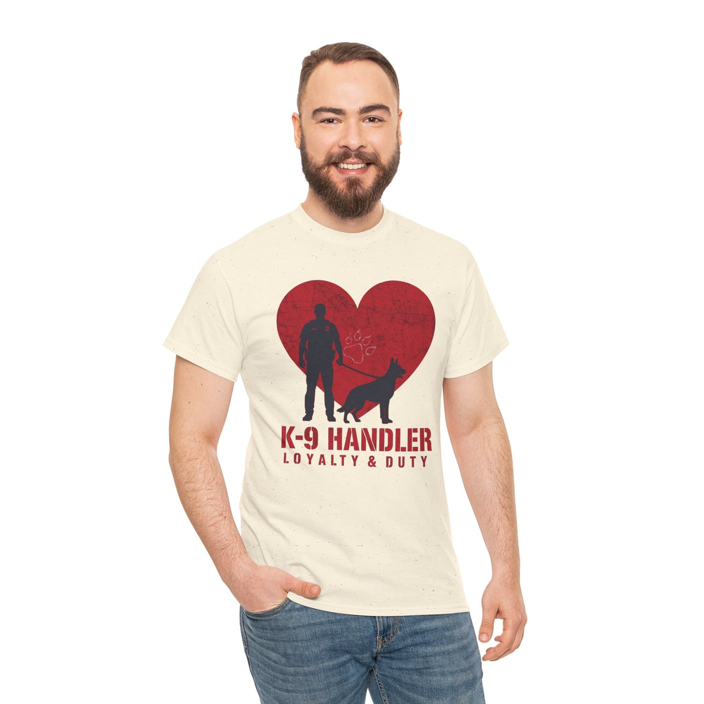 K-9 Handler Heavy Cotton Tee - Loyalty & Duty Shirt, Dog Lover Gift