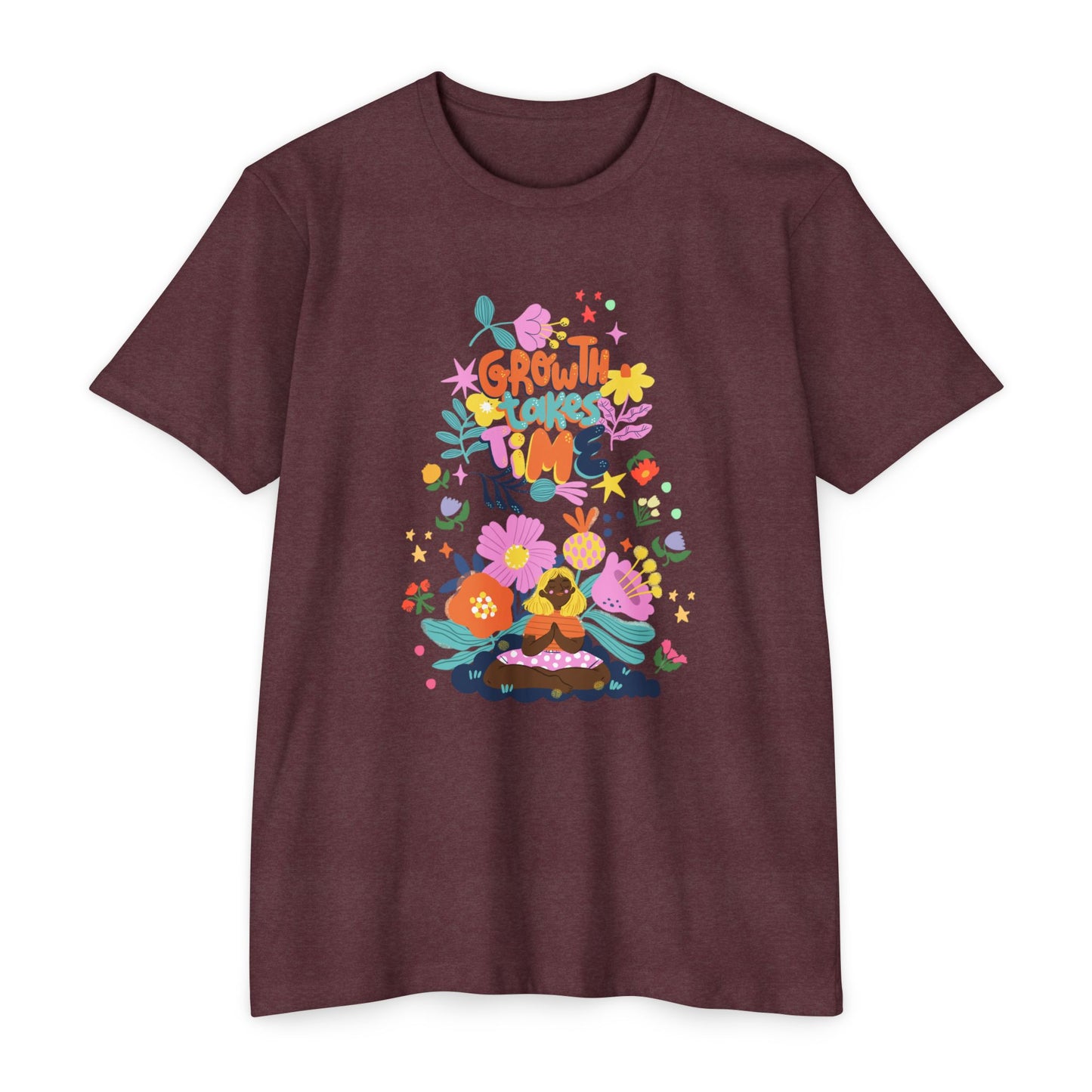 Growth Takes Time Floral Unisex T-Shirt, Spring Tee, Inspirational T-Shirt, Casual Wear, Unique Gift Idea