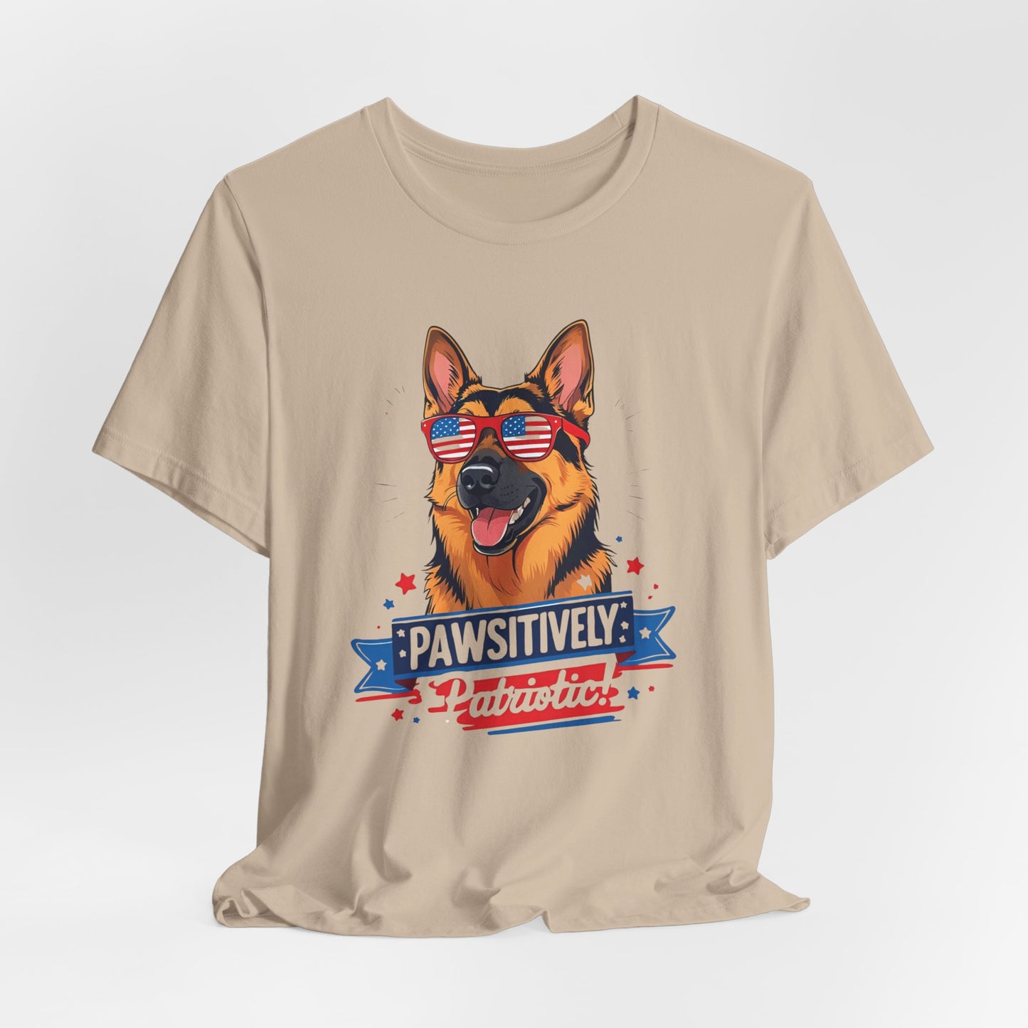Pawsitively Patriotic German Shepherd Dog Tee, Unisex T-Shirt, Perfect for Summer Celebrations, Pet Lovers Gift, 4th of July Apparel