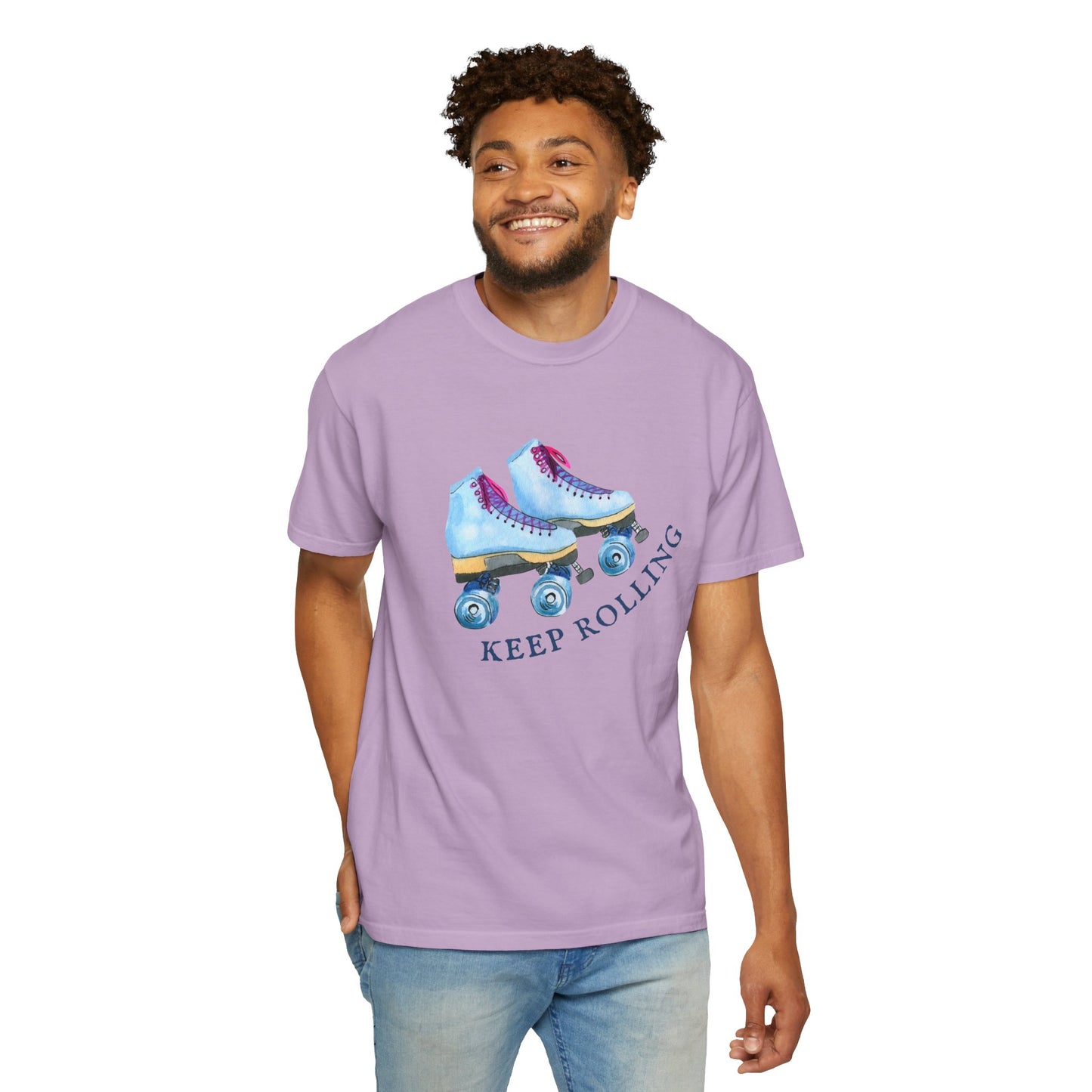 Keep Rolling Retro Roller Skates Tee, Vintage Skate T-shirt, Unisex Garment-Dyed Shirt, Fun Gift for Skating Lovers, Summer Apparel