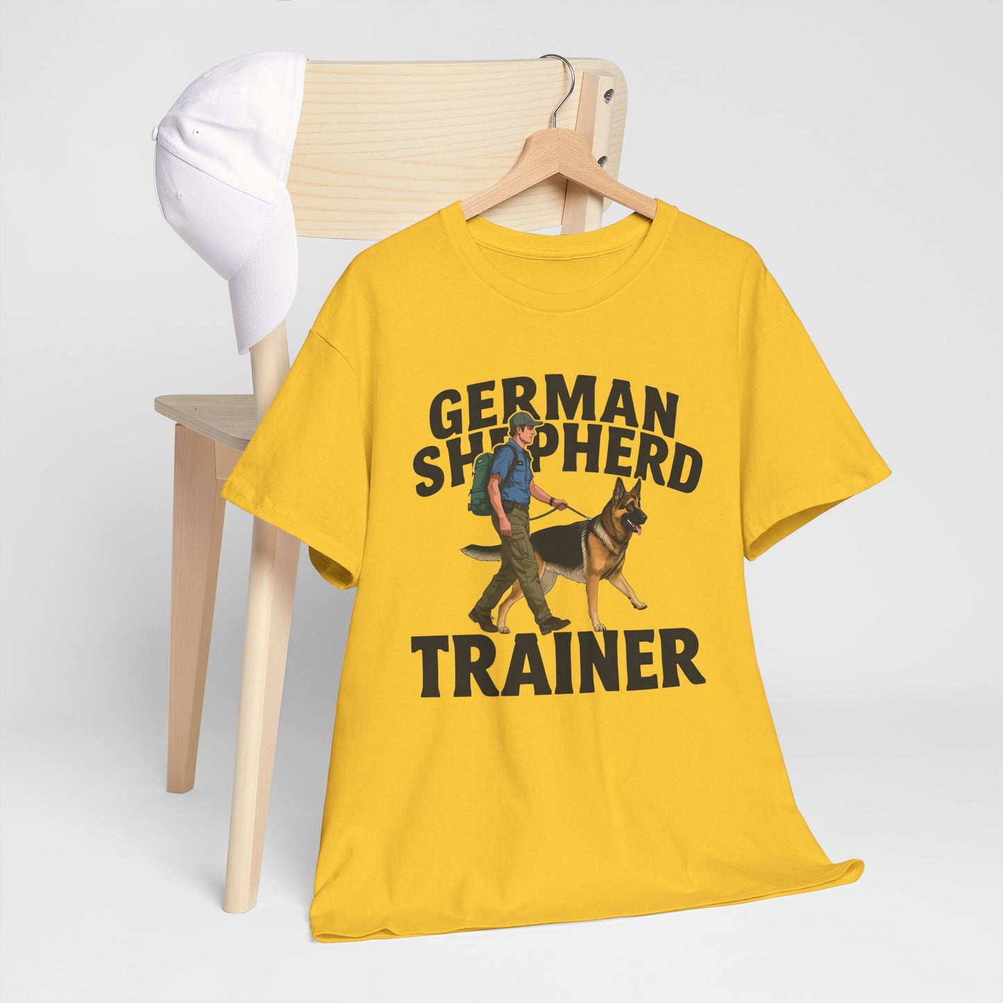 German Shepherd Trainer Tee - Man Holding a German Shepherd | Dog Lover Gift
