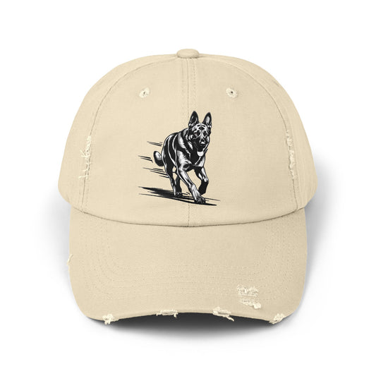 Black Distressed Agility German Shepherd Dog Cap | Unisex Pet Lover Hat, Outdoorsy Style, Casual Wear, Animal Lover Accessory